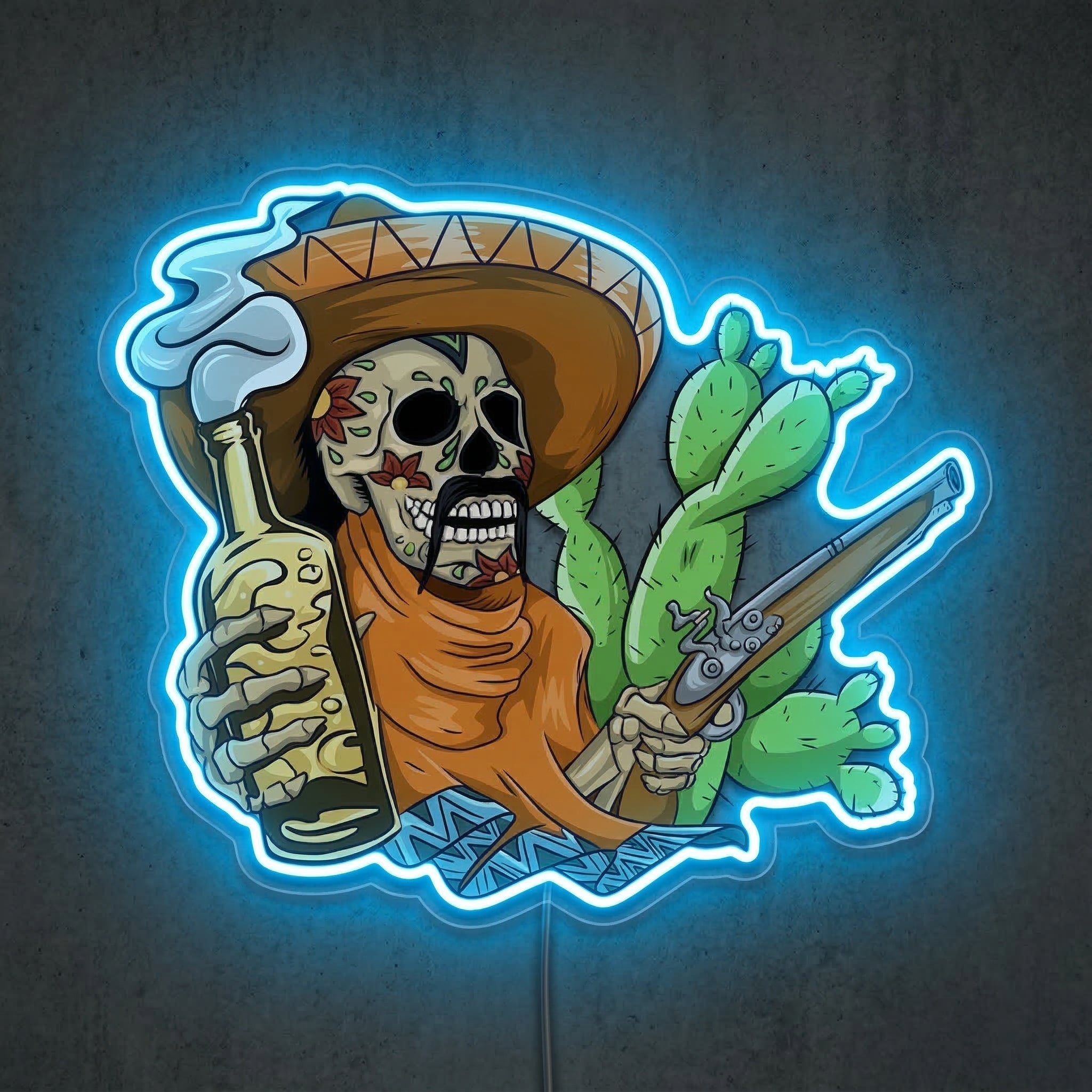 ShineNeon™ Sugar Skull Outlaw Neon Sign Desert Tequila Wall Art USB Powered Neon Sign - Shineneon
