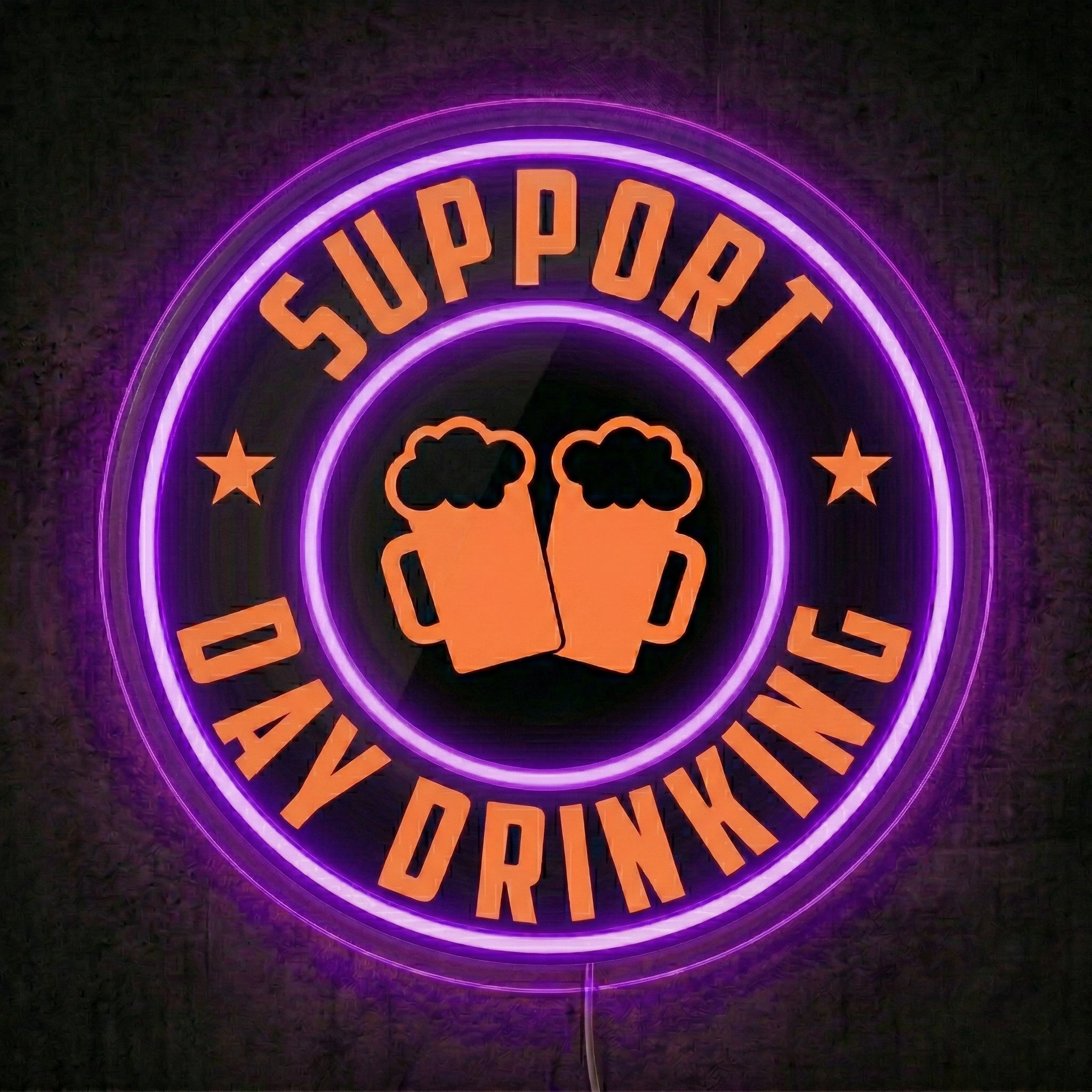 ShineNeon™ Support Day Drinking LED Neon Sign Beer Bar Decor Man Cave USB Powered - Shineneon