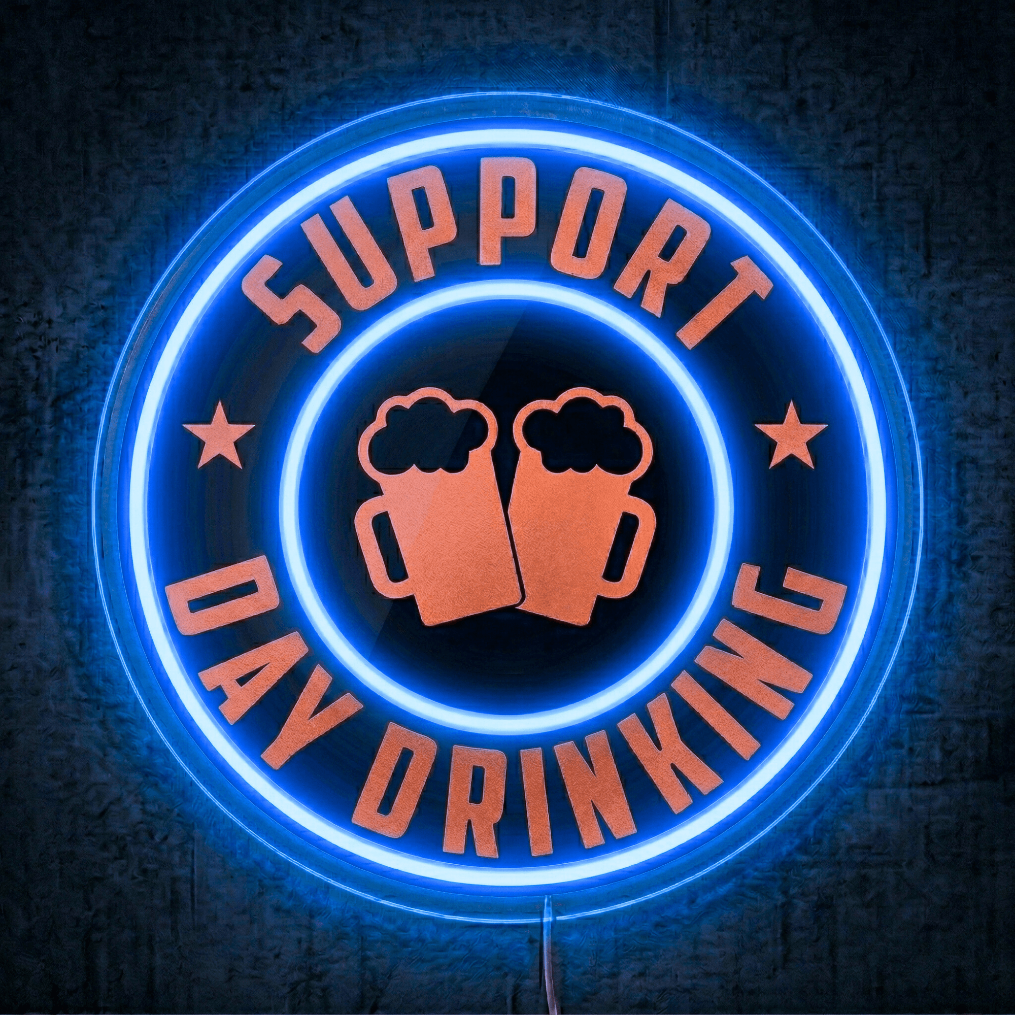 ShineNeon™ Support Day Drinking LED Neon Sign Beer Bar Decor Man Cave USB Powered - Shineneon