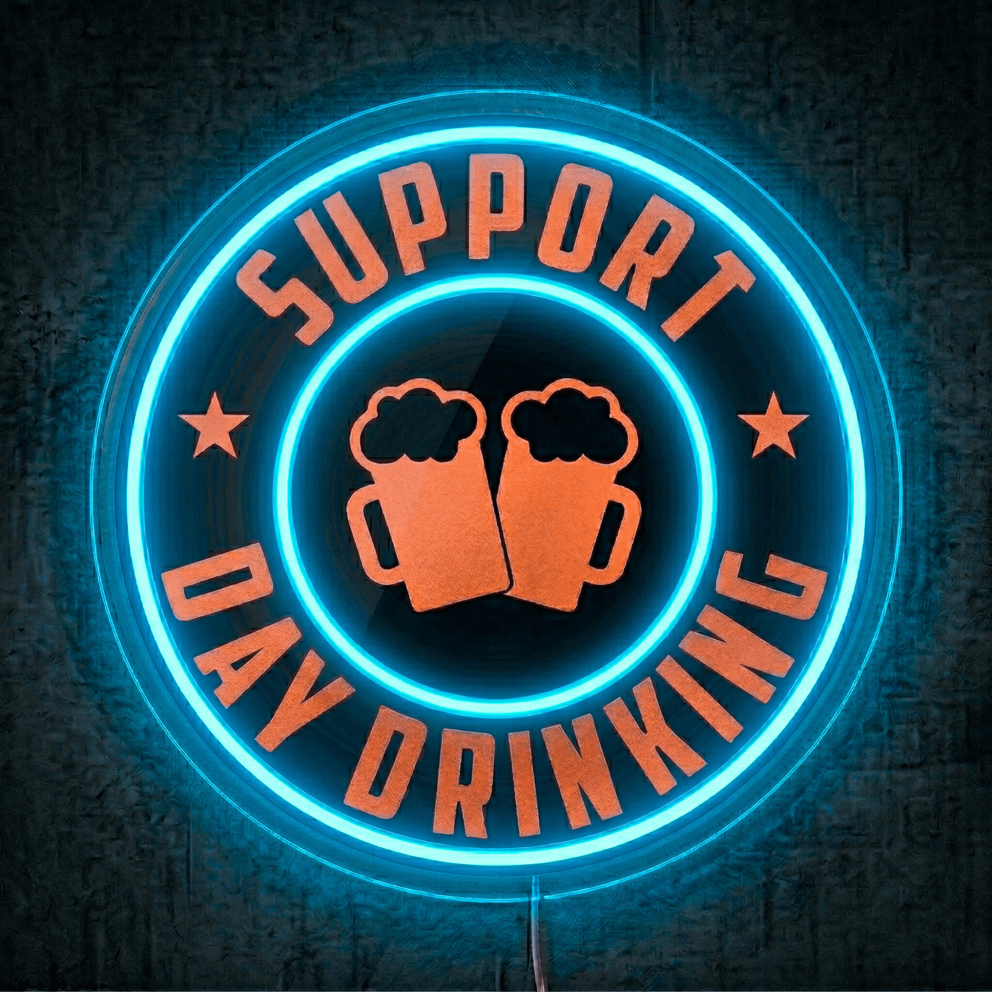 ShineNeon™ Support Day Drinking LED Neon Sign Beer Bar Decor Man Cave USB Powered - Shineneon