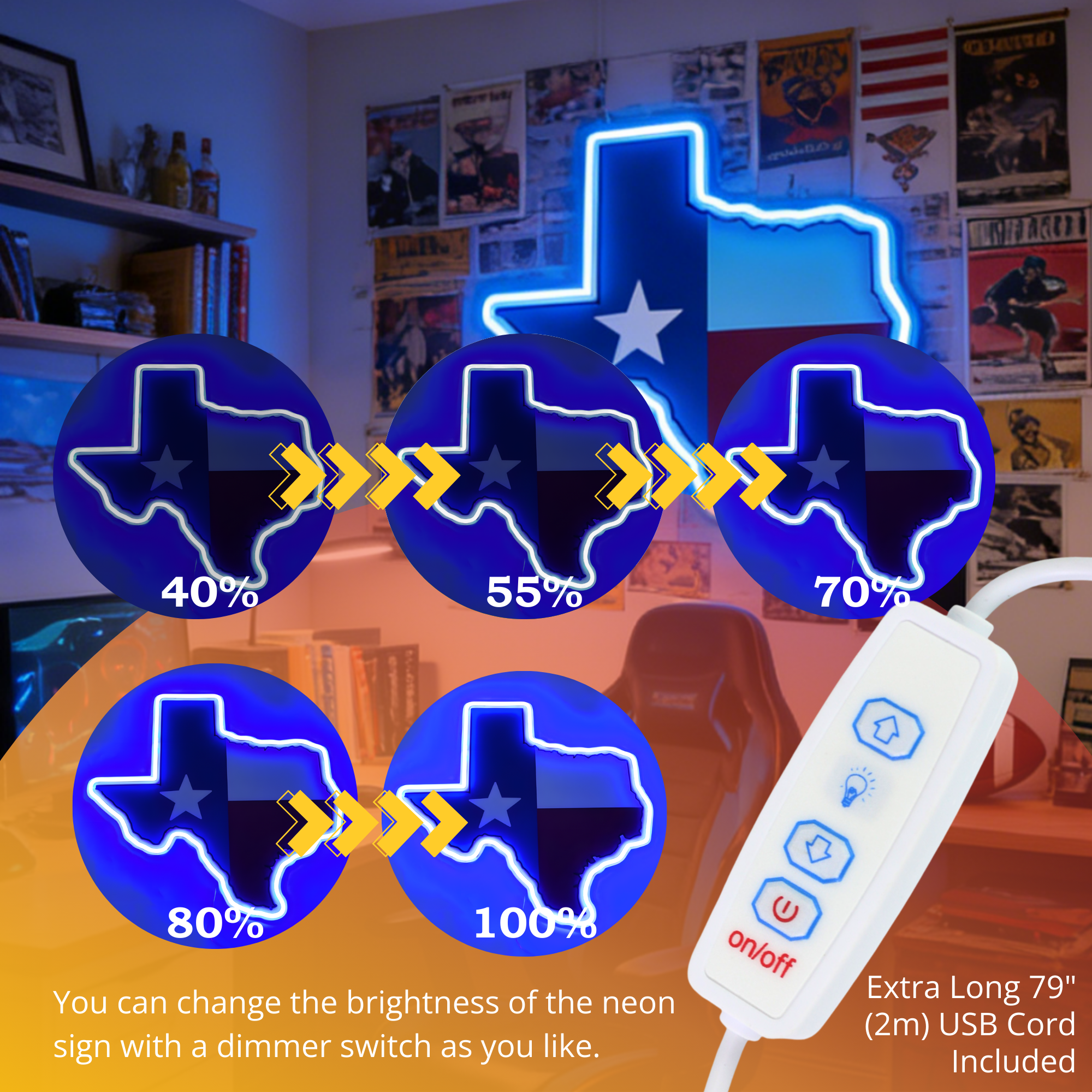 ShineNeon™ Texas Pride LED Neon Sign Collection - Flag & Longhorn for Bar Room Mancave wall Decor - Shineneon