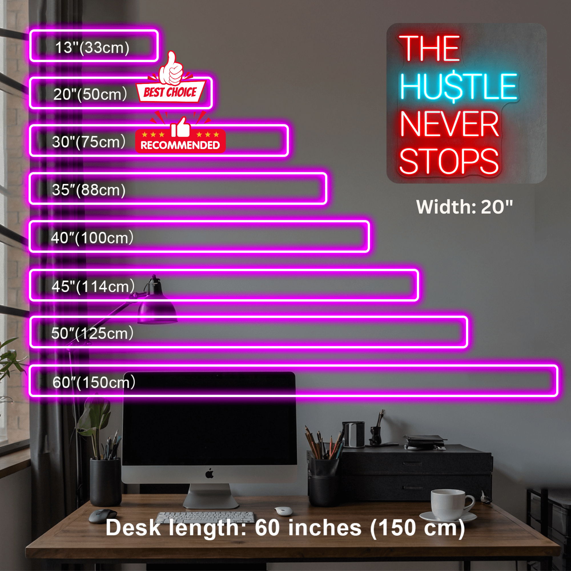 ShineNeon™ The Hustle Never Stops Neon Sign - USB Powered LED Wall Decor - Shineneon