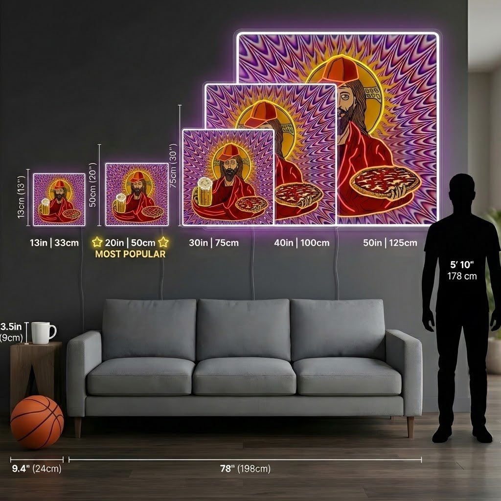 ShineNeon™ Trippy Jesus Beer And Pizza Party Neon Sign USB Power - Shineneon