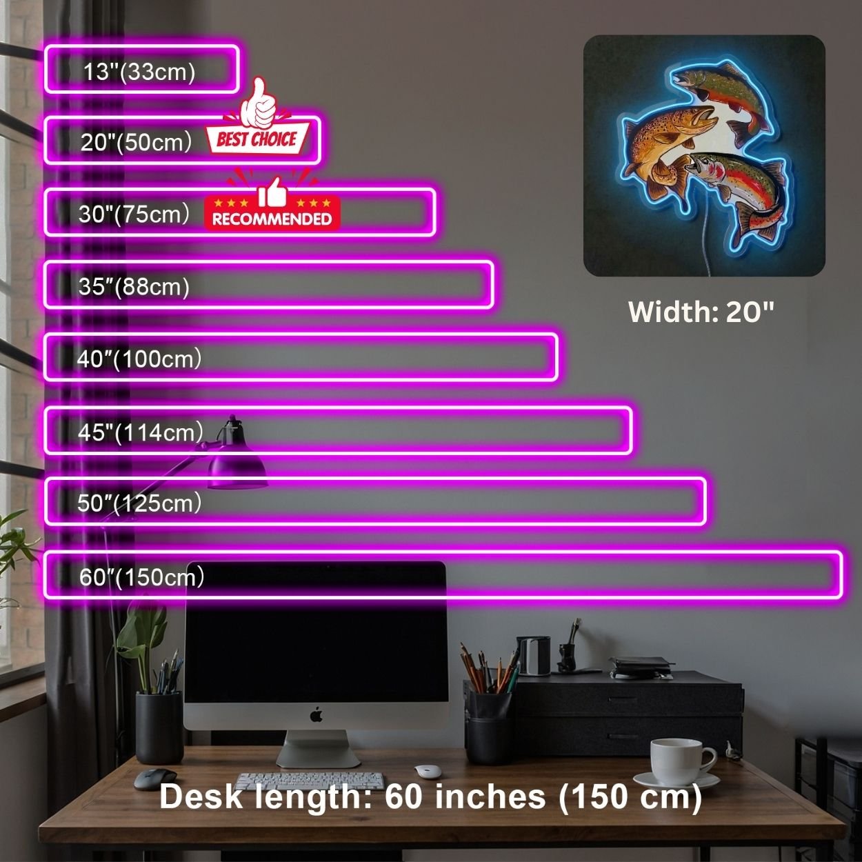 ShineNeon™ Trout Trio LED Neon Sign Rainbow Brown & Brook Trout Fishing Decor USB Power - Shineneon