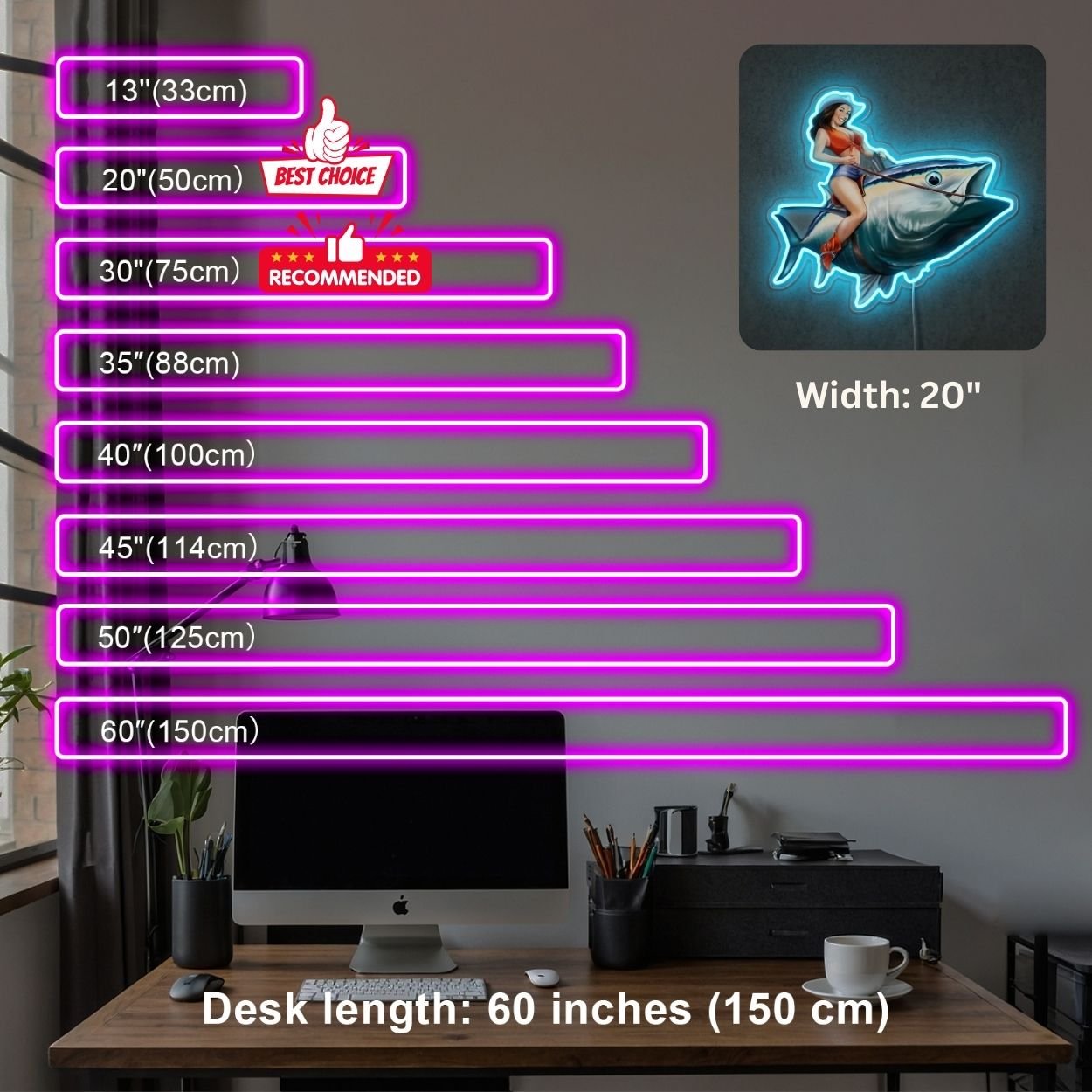 ShineNeon™ Tuna Rodeo Pin - Up Girl Neon Sign Coastal Fishing Wall Decor USB Powered - Shineneon