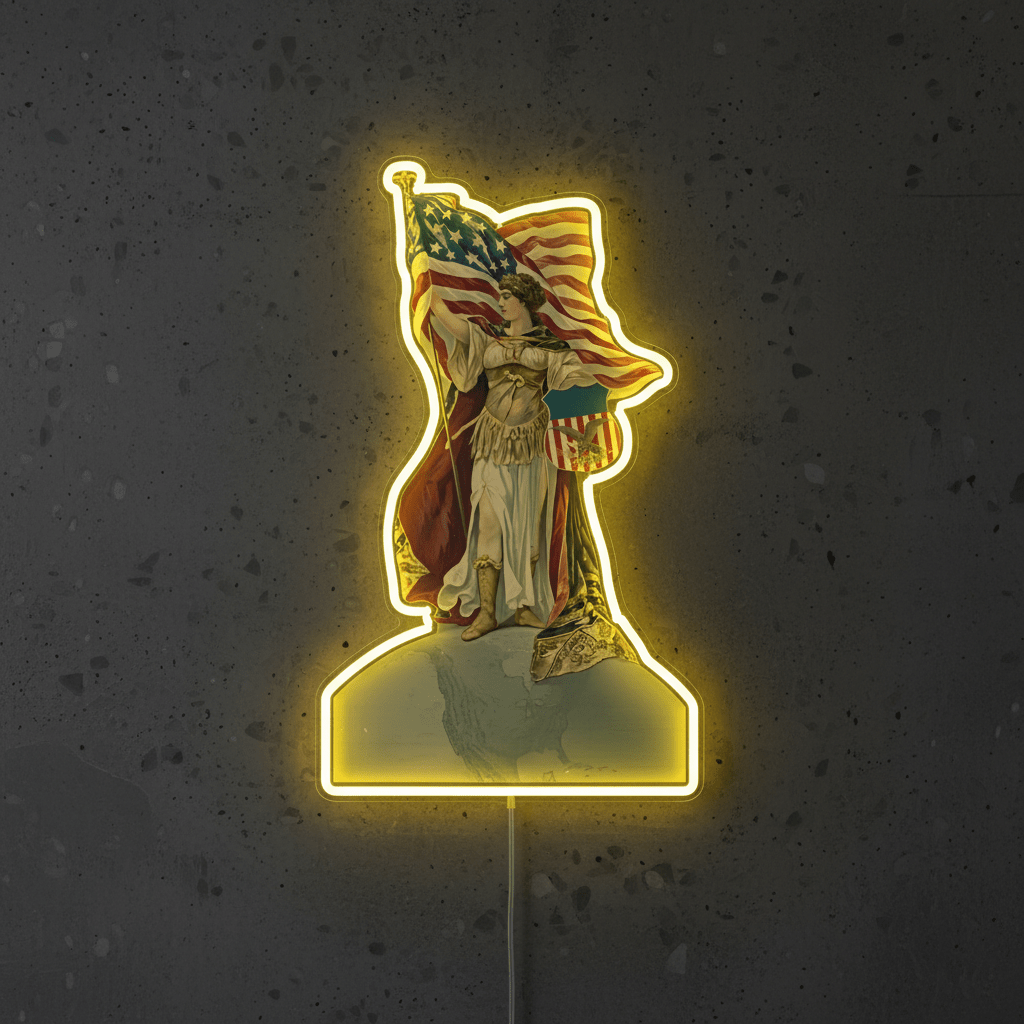 ShineNeon™ Vintage Lady Liberty American Flag LED Neon Sign - Patriotic Wall Art Decor - Shineneon