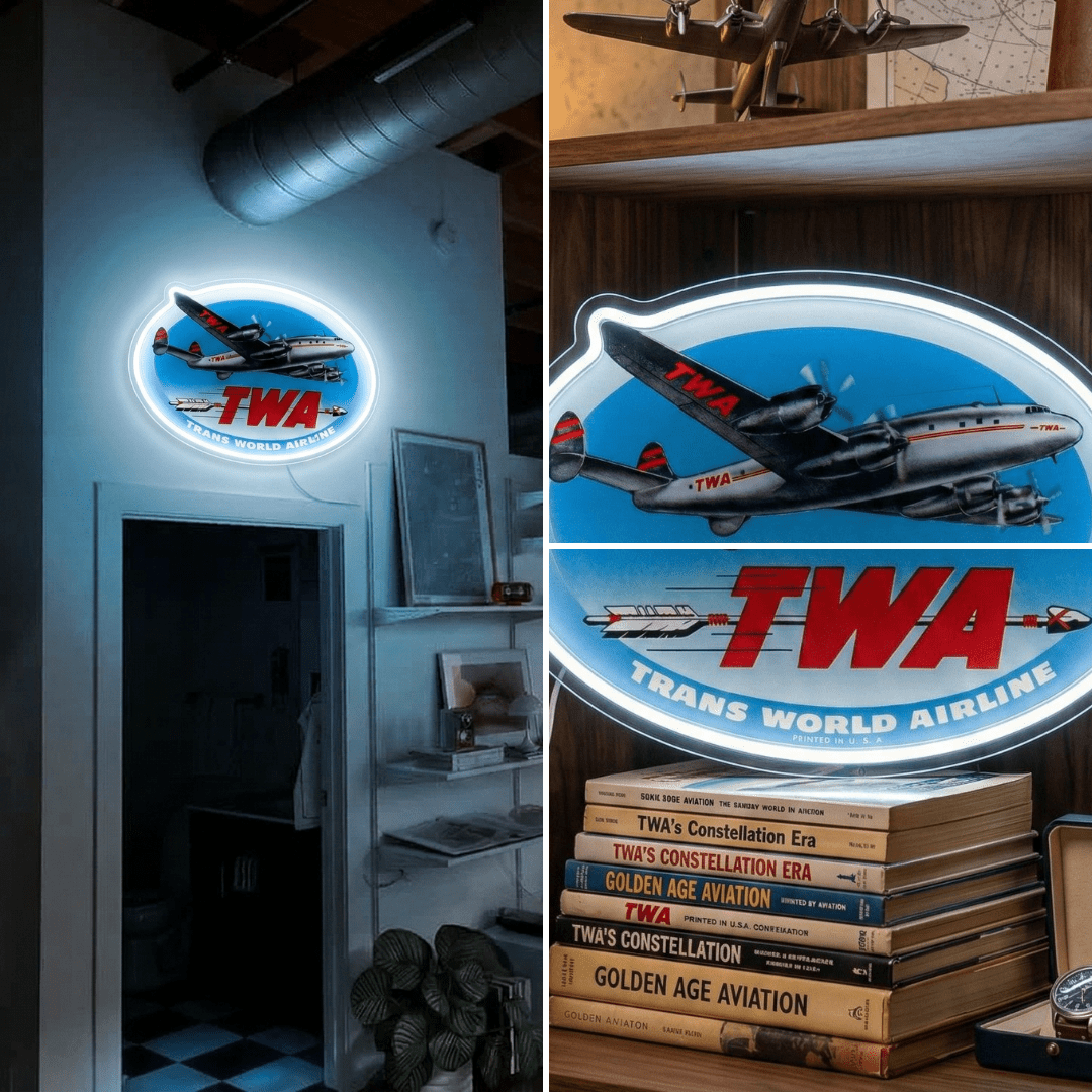 ShineNeon™ Vintage Propeller Plane LED Neon Sign - Retro Aviation Wall Decor for Office & Man Cave - Shineneon