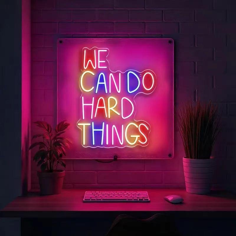 ShineNeon™ We Can Do Hard Things Colorful LED Sign - Motivational Desk Decor - Shineneon