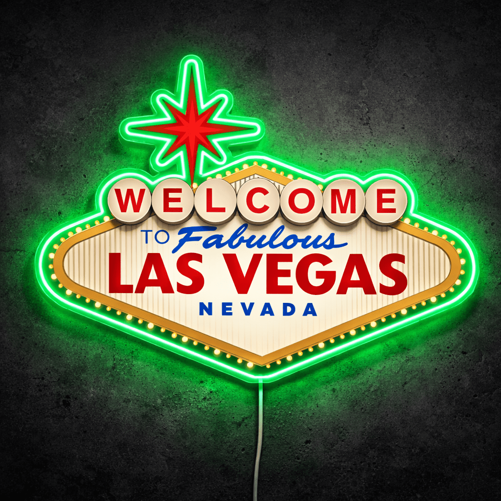 ShineNeon™ Welcome to Fabulous Las Vegas LED Neon Sign - Nevada Landmark Decor USB Powered - Shineneon