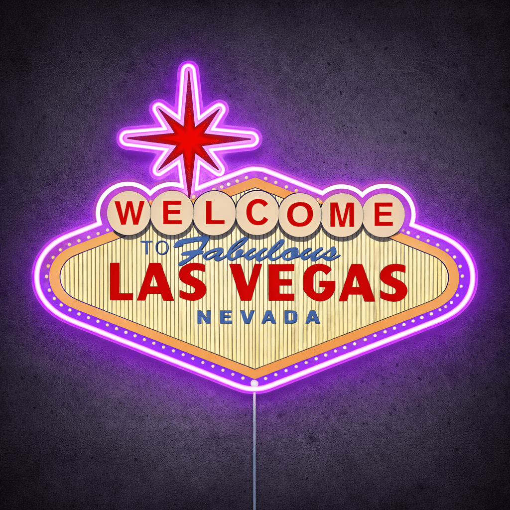 ShineNeon™ Welcome to Fabulous Las Vegas LED Neon Sign - Nevada Landmark Decor USB Powered - Shineneon