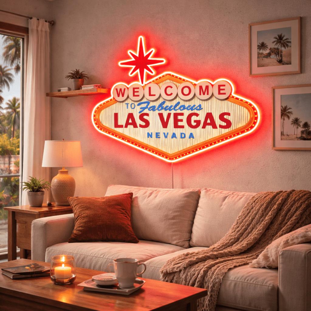 ShineNeon™ Welcome to Fabulous Las Vegas LED Neon Sign - Nevada Landmark Decor USB Powered - Shineneon