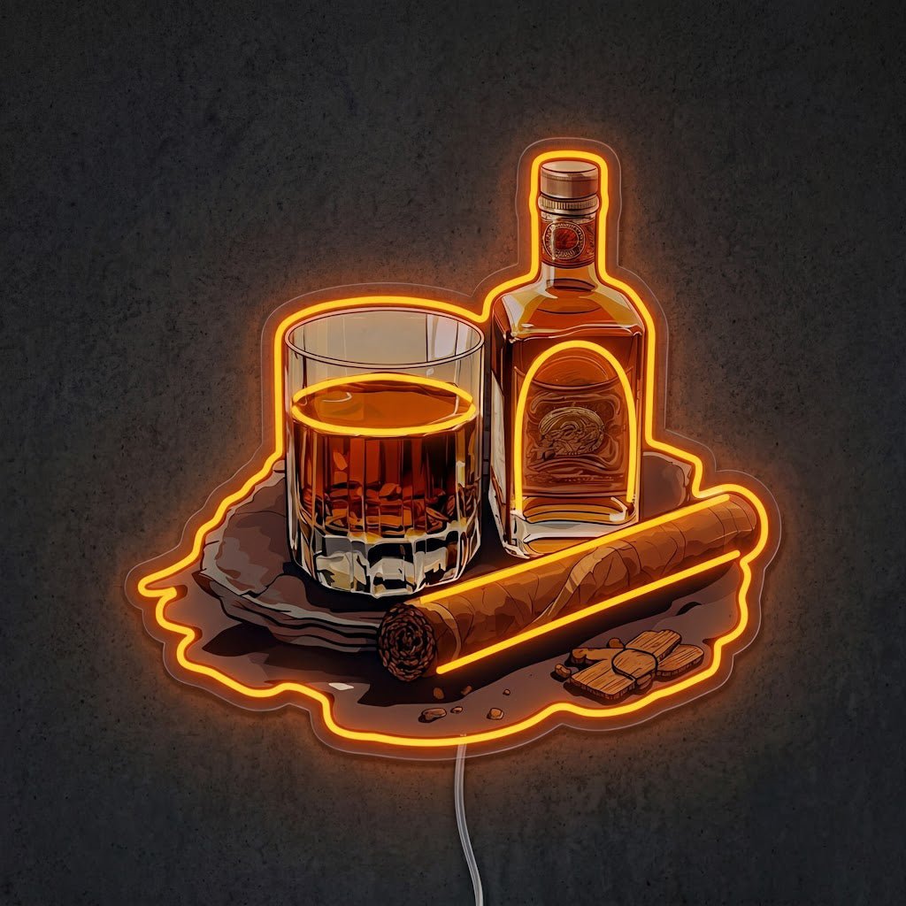 ShineNeon™ Whiskey Glass And Lit Cigar Lounge Neon Sign USB Power - Shineneon