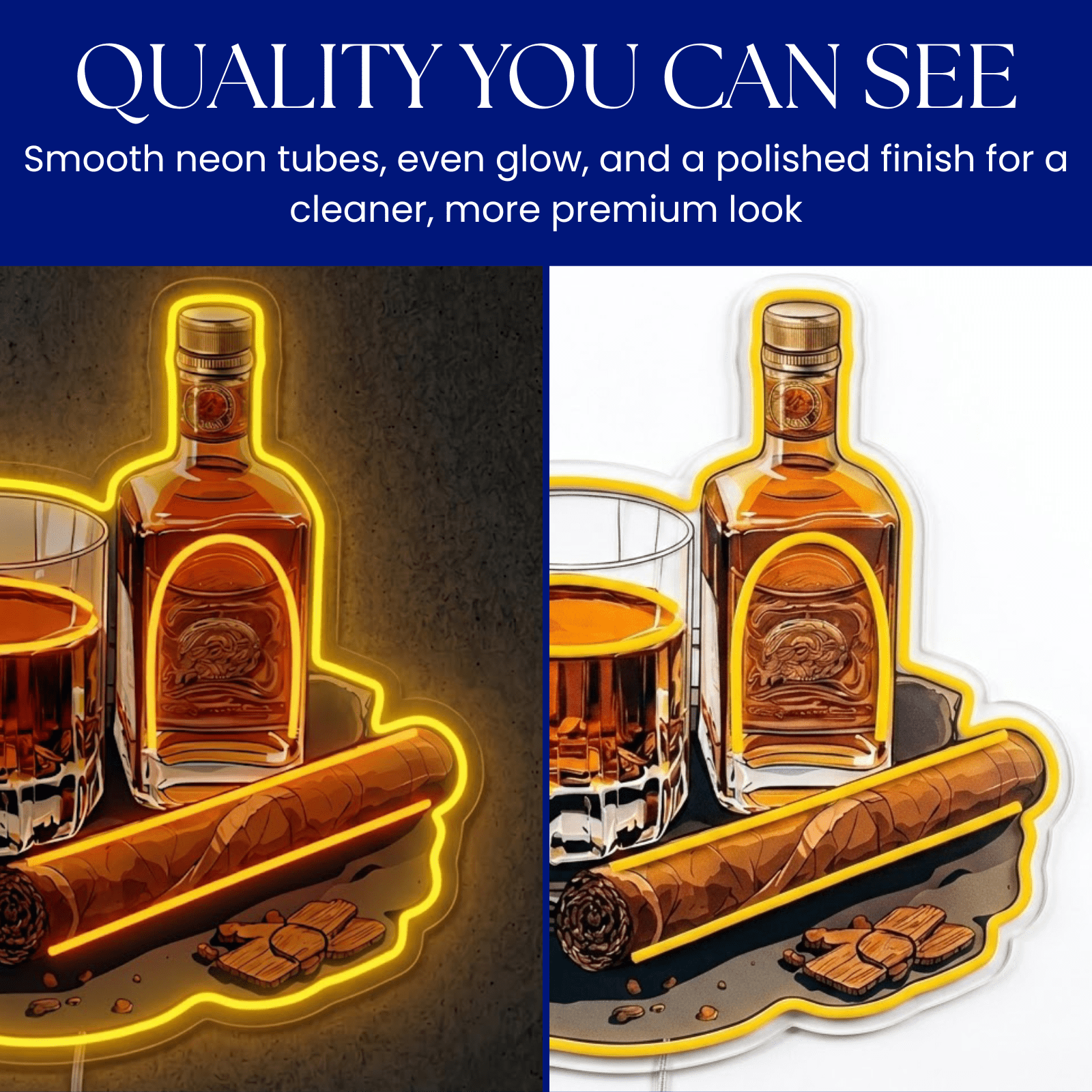 ShineNeon™ Whiskey Glass And Lit Cigar Lounge Neon Sign USB Power - Shineneon