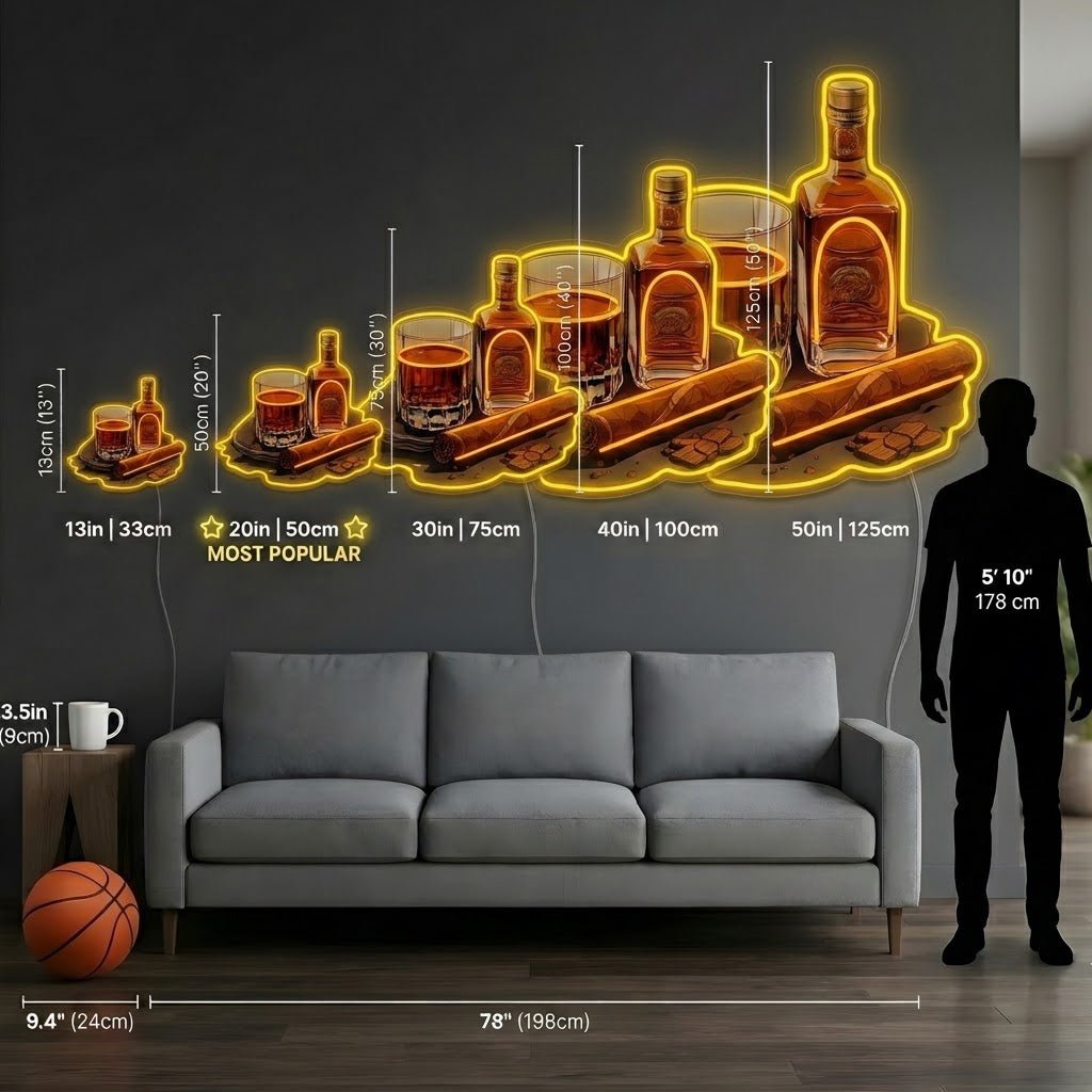 ShineNeon™ Whiskey Glass And Lit Cigar Lounge Neon Sign USB Power - Shineneon