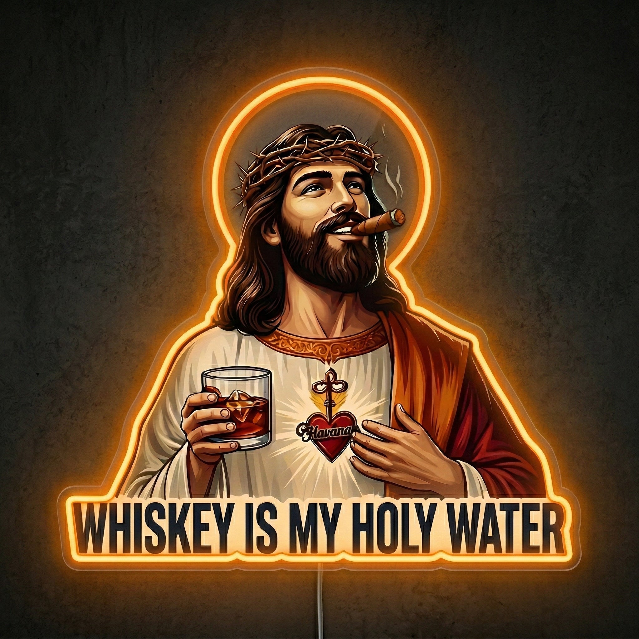 ShineNeon™ Whiskey Is My Holy Water LED Neon Sign Funny Blue Bar Wall Decor USB Powered - Shineneon