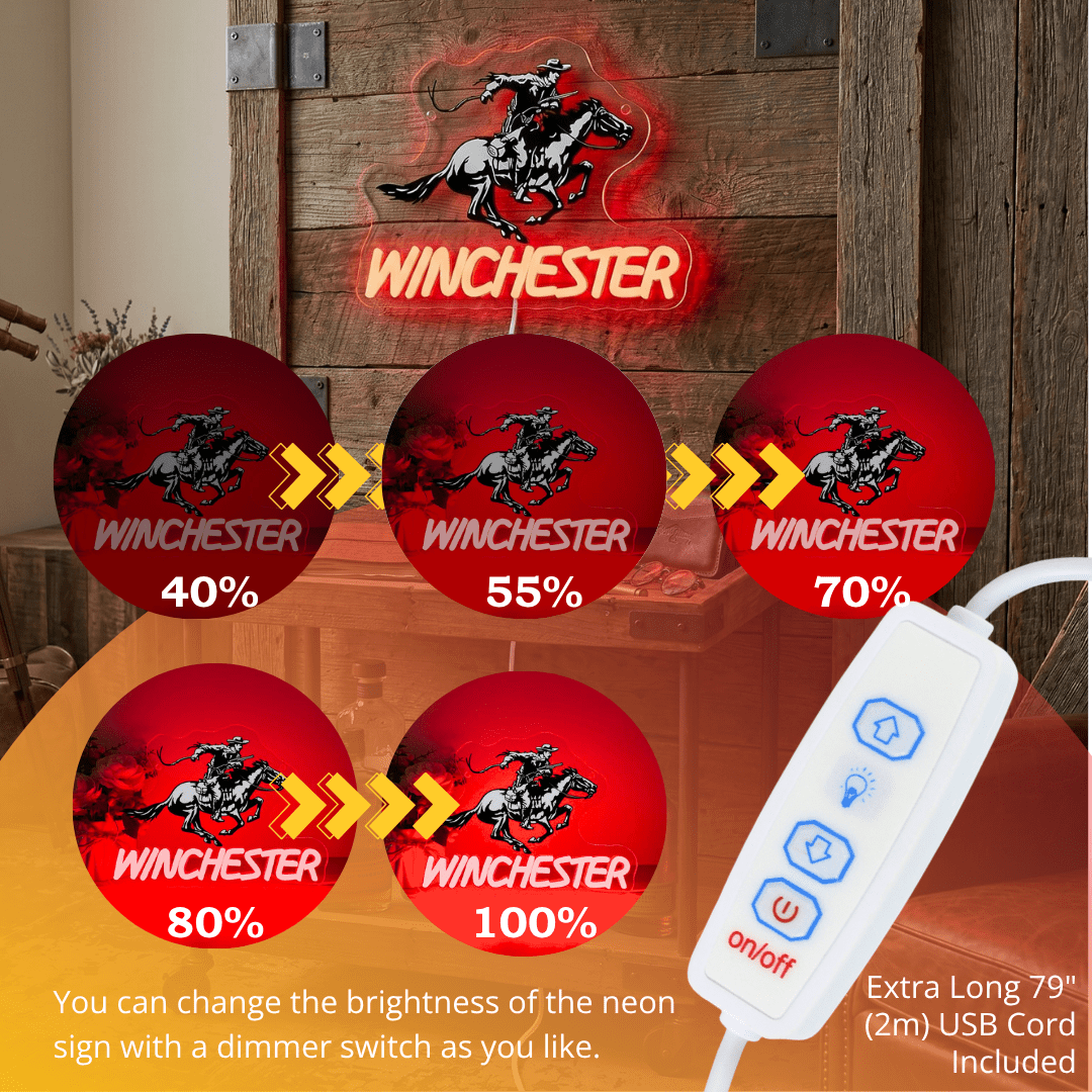 ShineNeon™ Winchester Cowboy Red Neon Sign | Wild West Bar & Mancave Decor - Shineneon