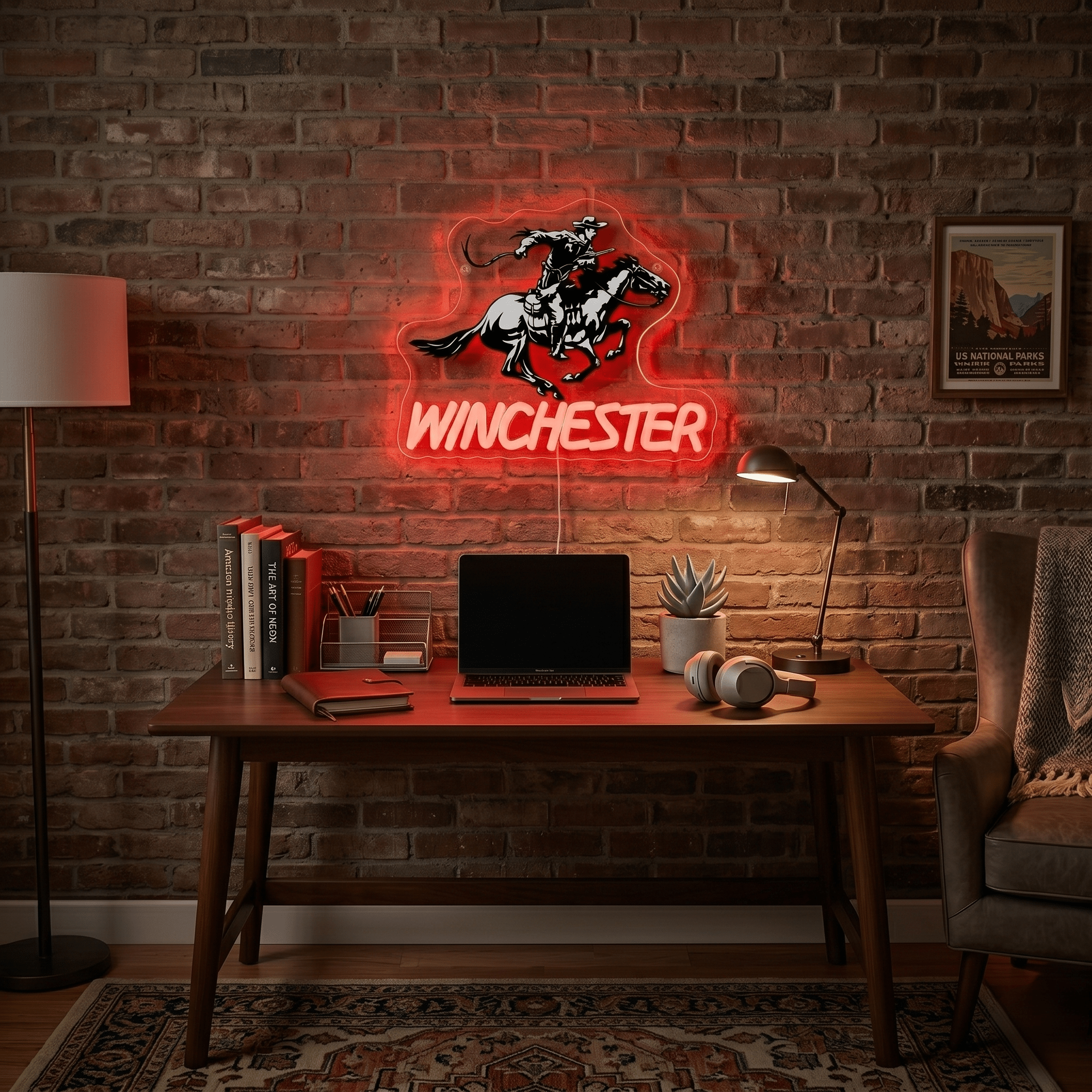 ShineNeon™ Winchester Cowboy Red Neon Sign | Wild West Bar & Mancave Decor - Shineneon