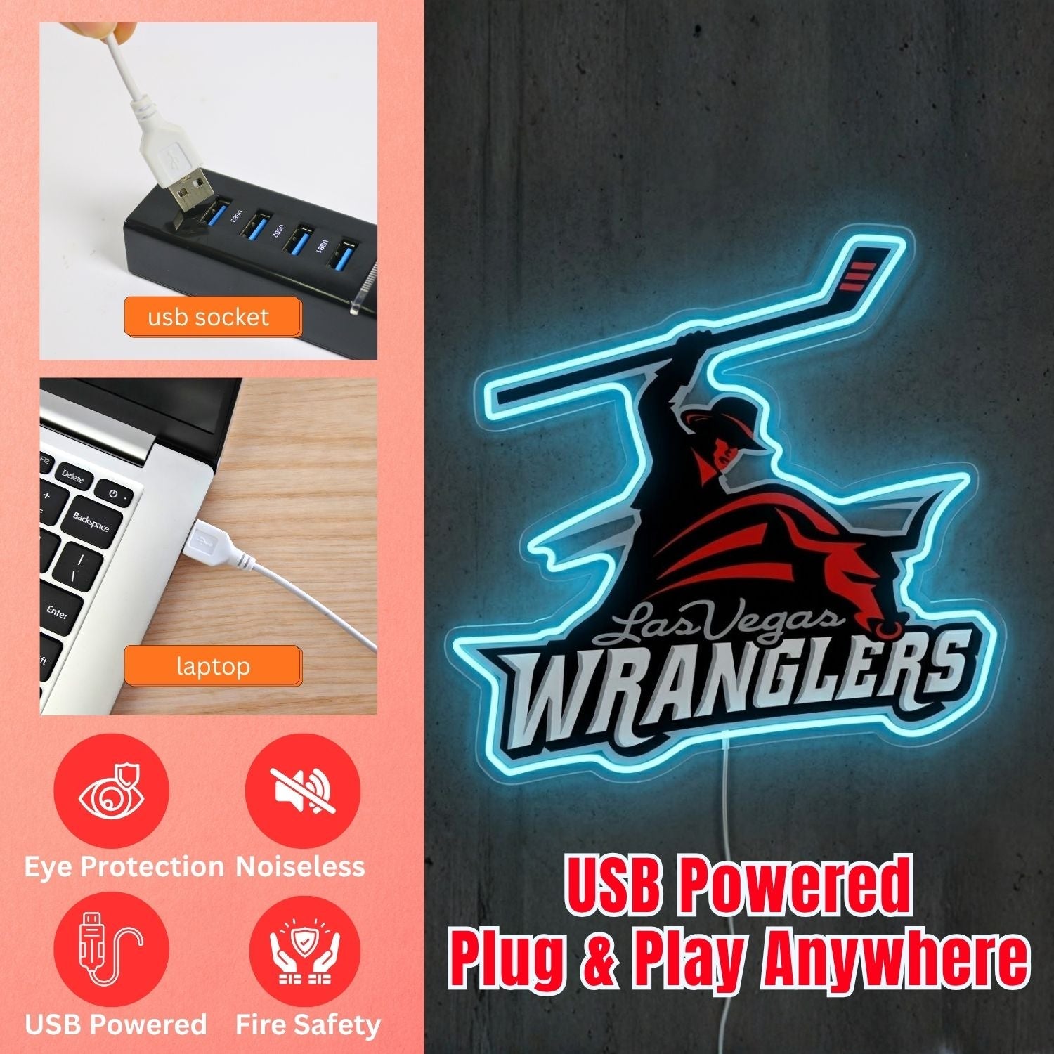 ShineNeon™ Wranglers Sport neon sign USB Power - Shineneon