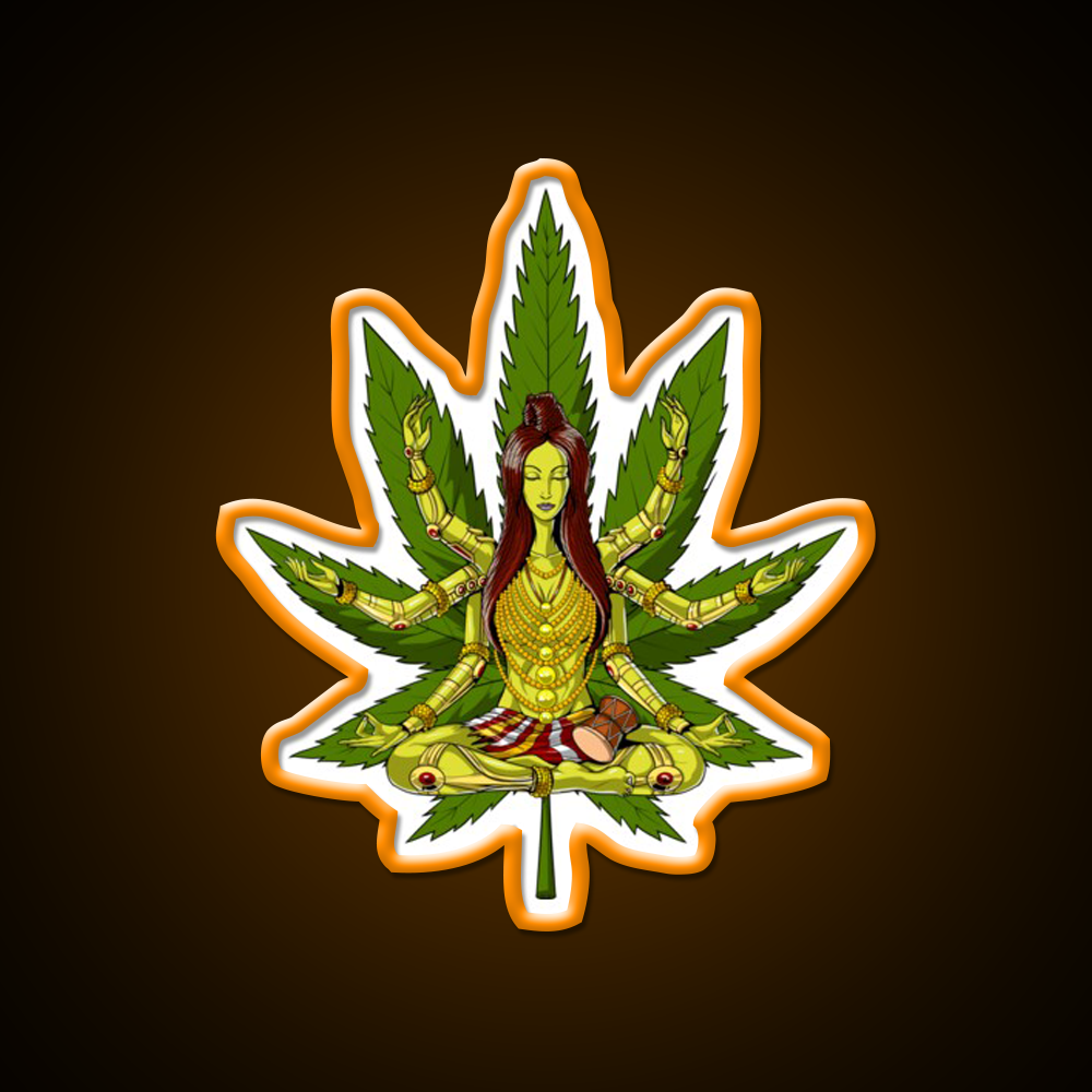 Shiva Weed Meditation Hemp Inspired Green Leaf Led Neon Sign Rgb Color - LED neon sign view 6