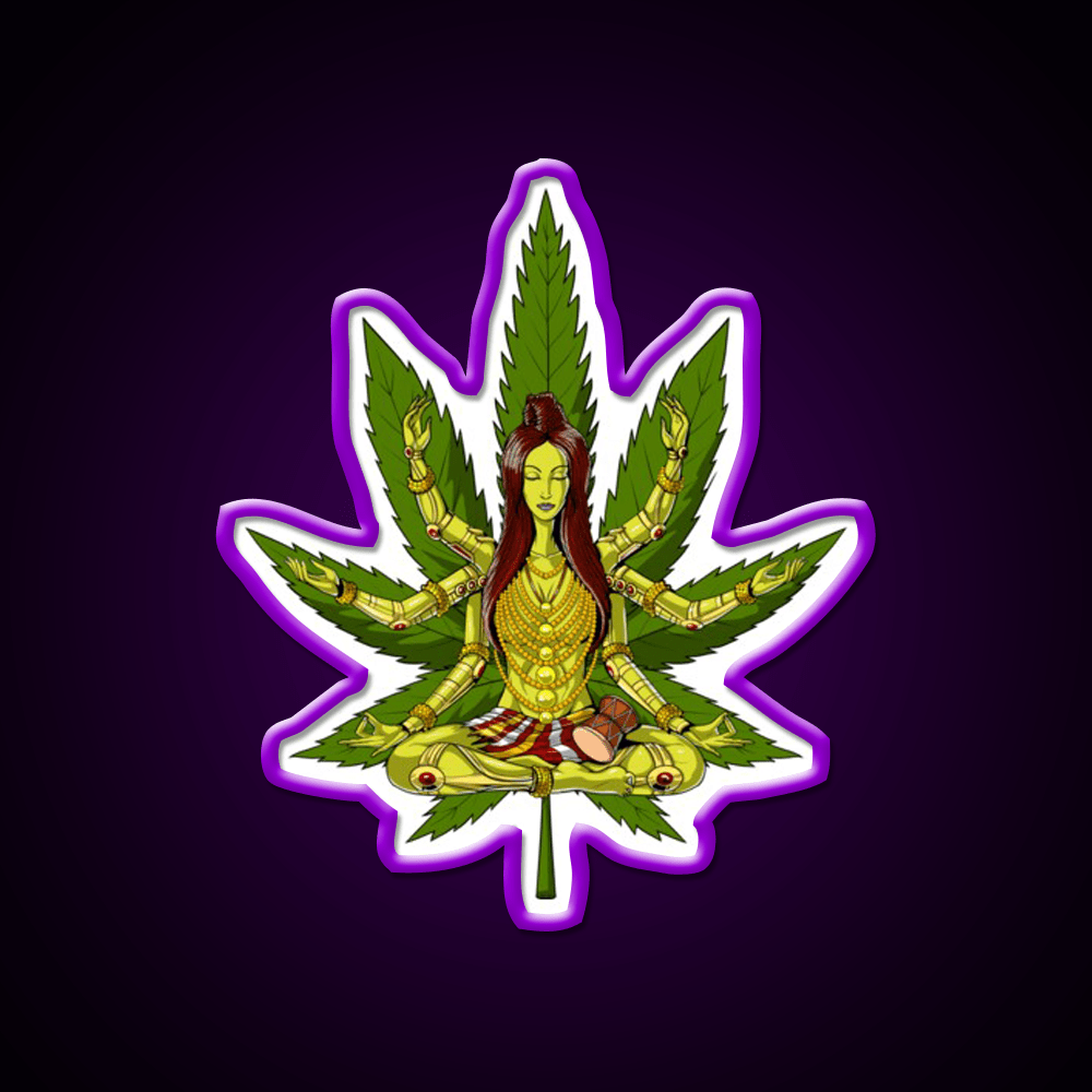 Shiva Weed Meditation Hemp Inspired Green Leaf Led Neon Sign Rgb Color - Shineneon