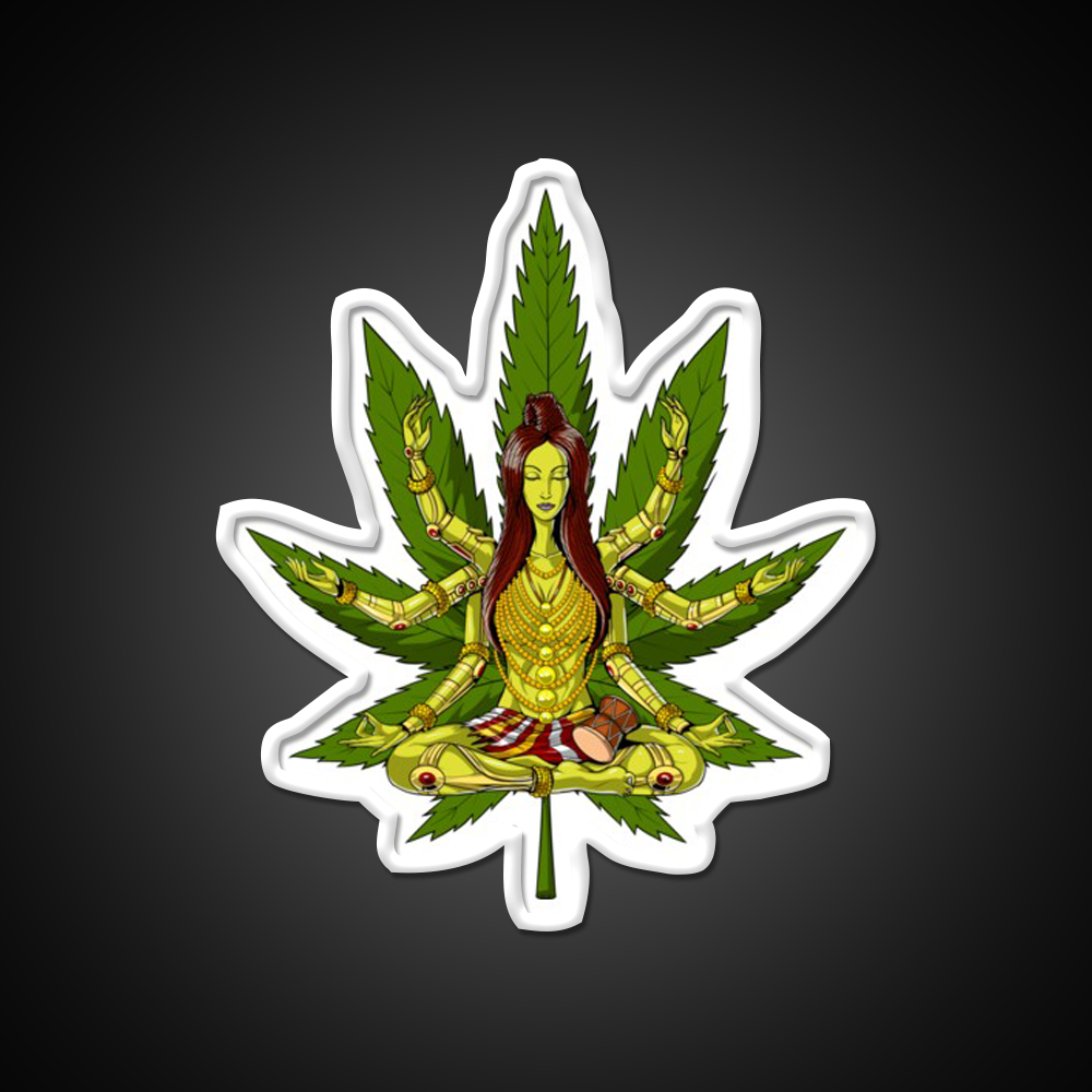 Shiva Weed Meditation Hemp Inspired Green Leaf Led Neon Sign Rgb Color - LED neon sign view 11