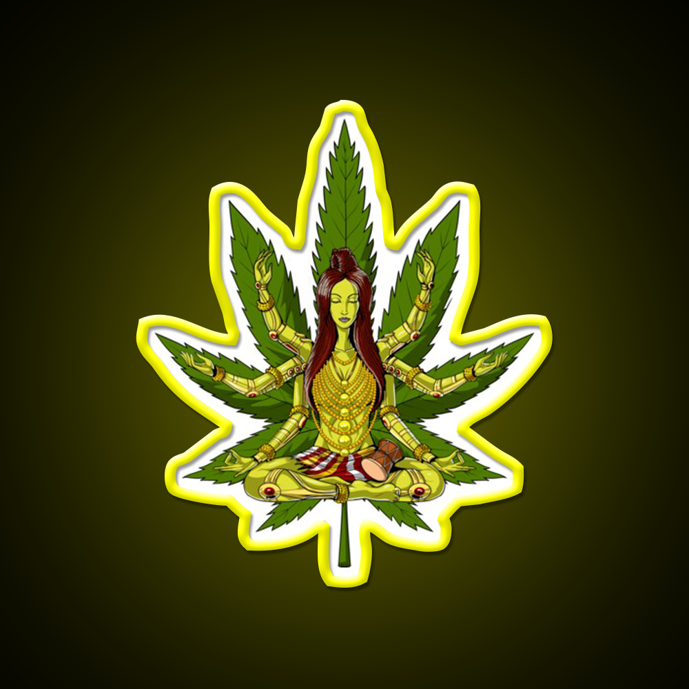 Shiva Weed Meditation Hemp Inspired Green Leaf Led Neon Sign Rgb Color - LED neon sign view 7