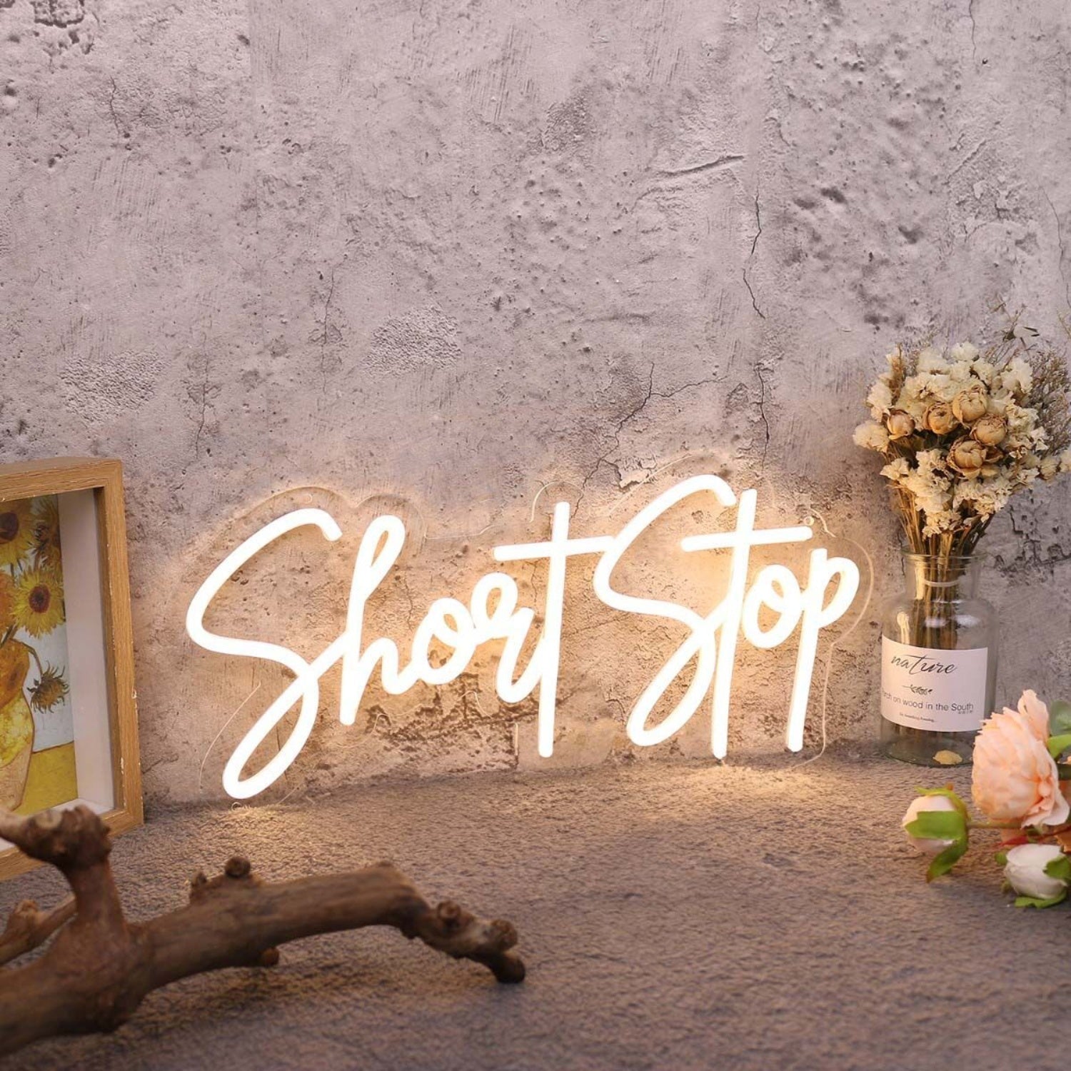 Short Stop Yellow Led Neon Sign - Shineneon