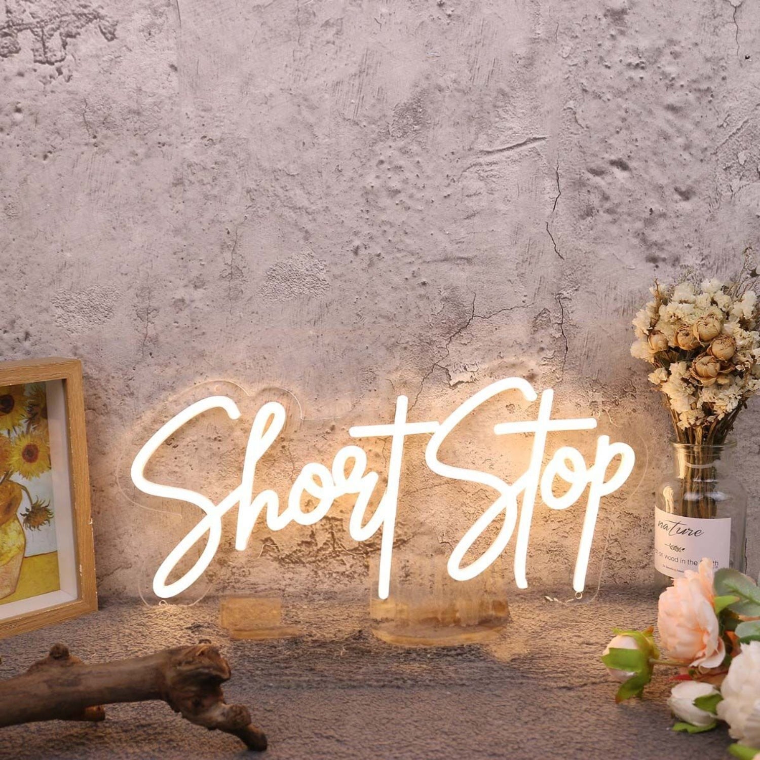 Short Stop Yellow Led Neon Sign - Shineneon