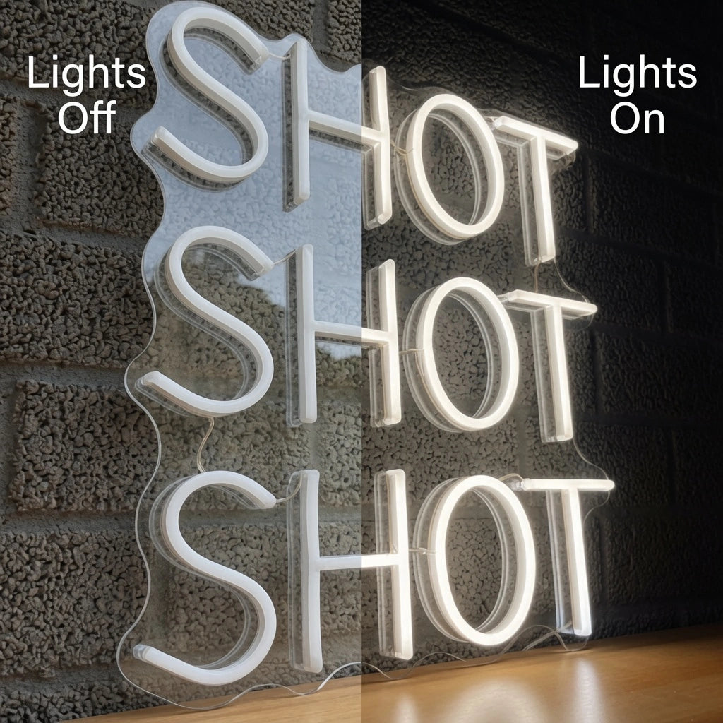 Shot LED Neon Sign - 06 Day Night Comparison