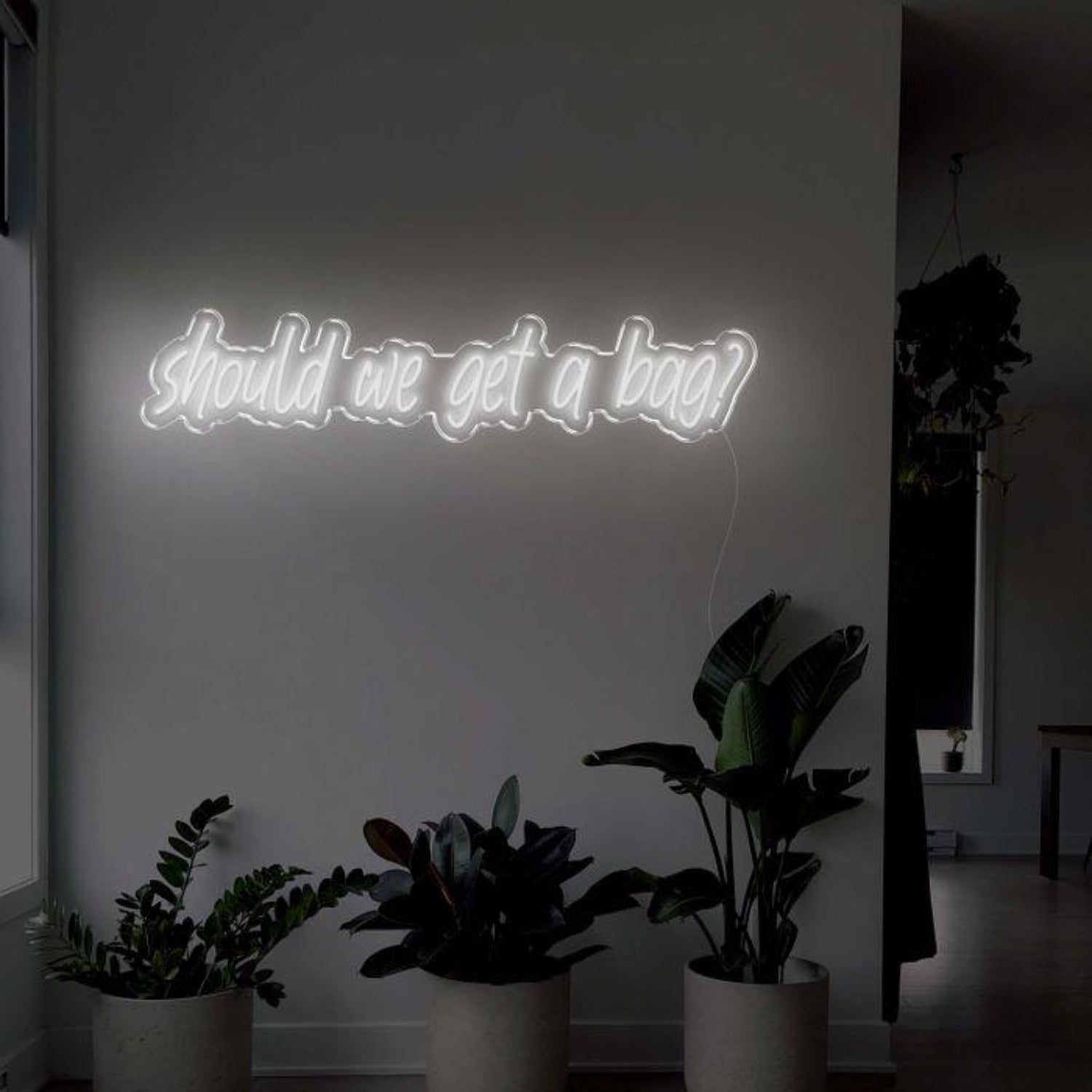Should We Get A Bag Pink Handwritten Led Neon Sign For Home Decor | Shineneon