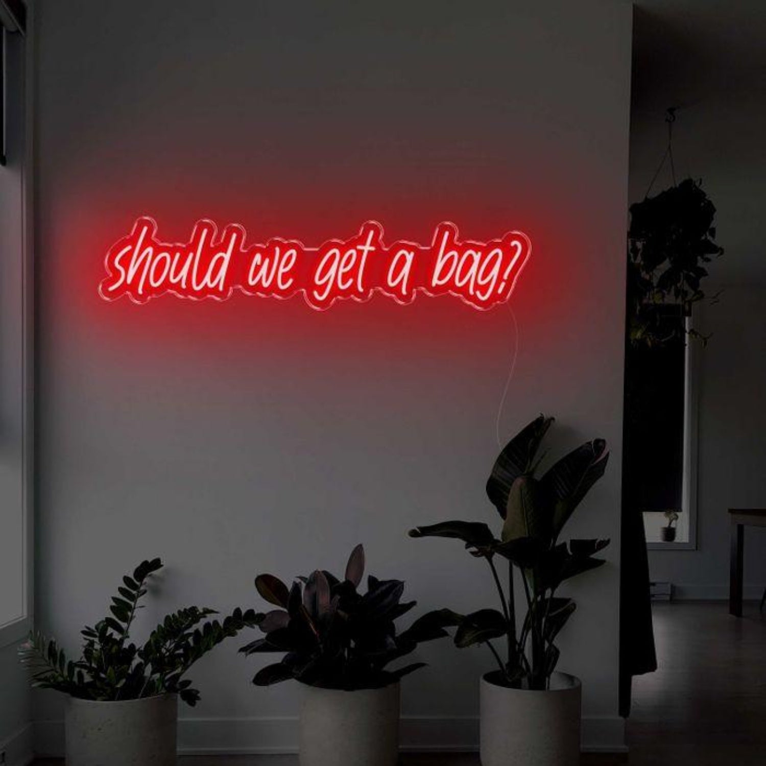 Should We Get A Bag Pink Handwritten Led Neon Sign For Home Decor | Shineneon