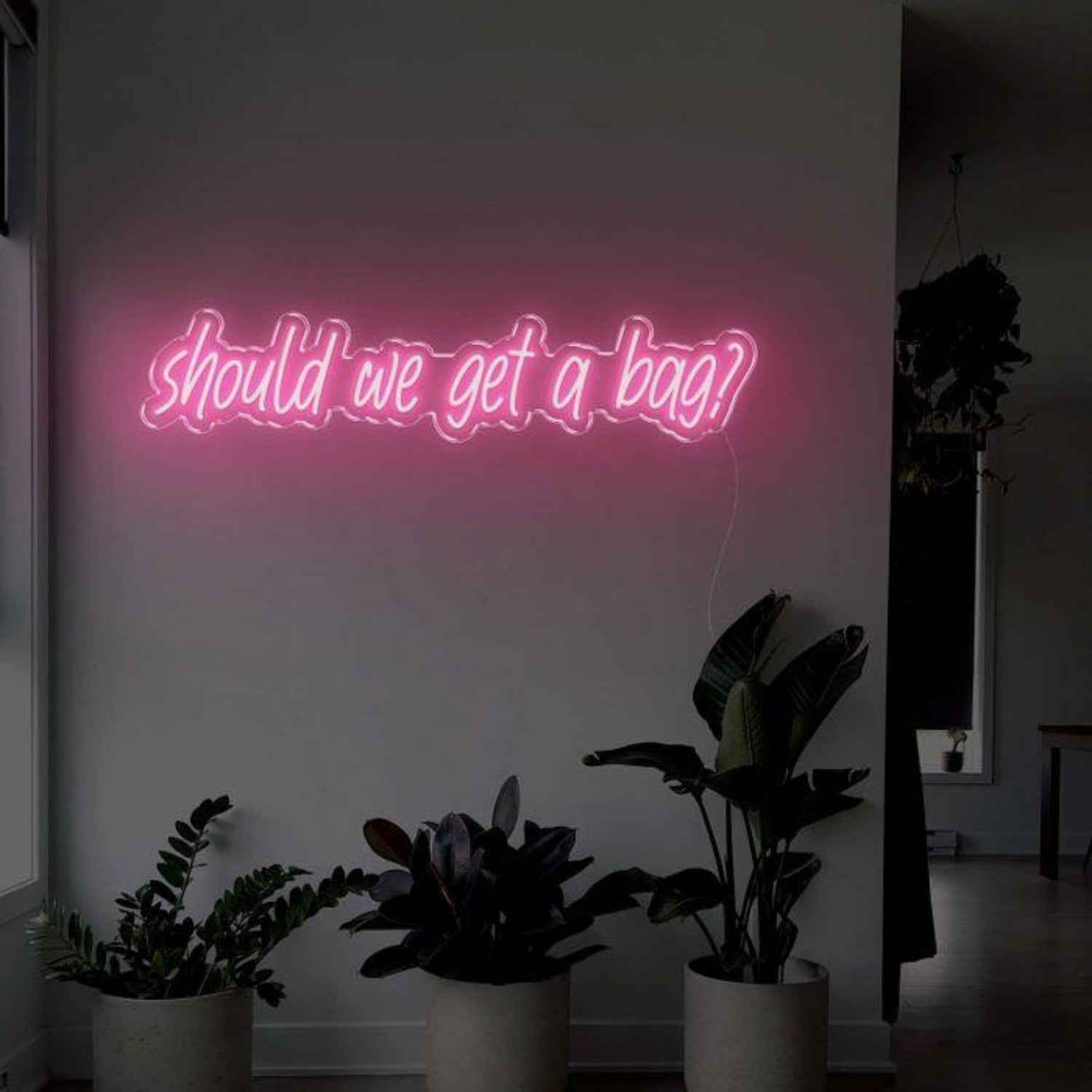 Should We Get A Bag Pink Handwritten Led Neon Sign For Home Decor | Shineneon