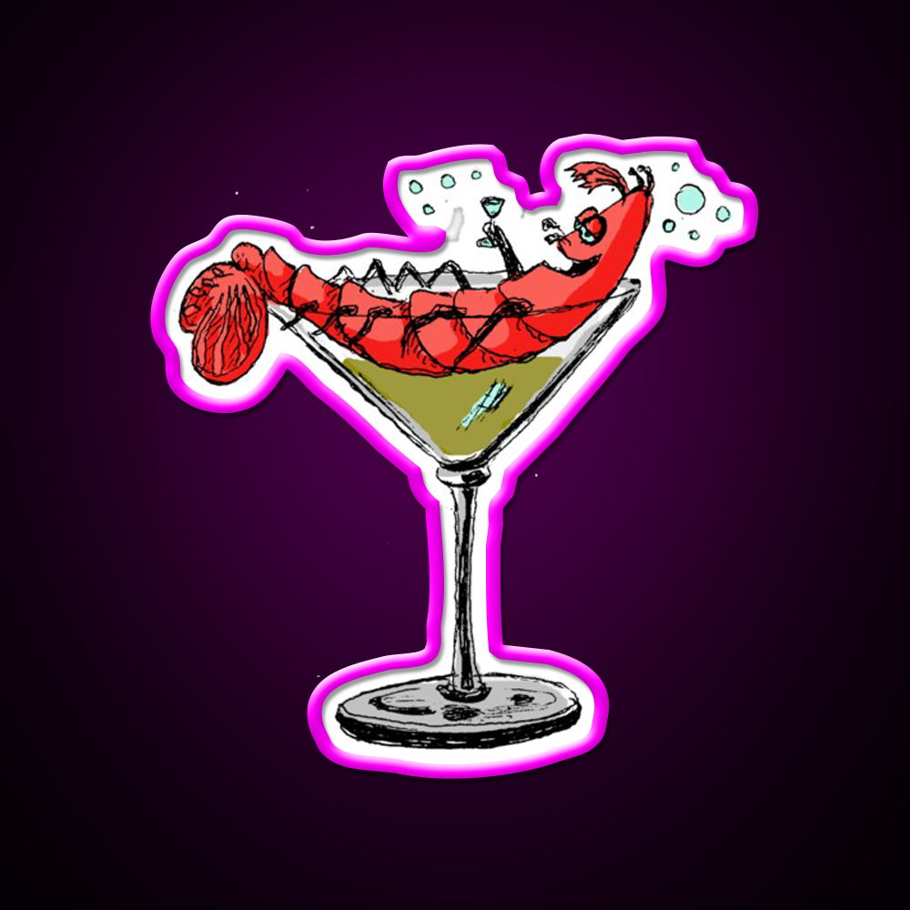 Shrimp Cocktail Bar Decor Led Neon Sign Rgb Color - Neon sign mounted on wall in room