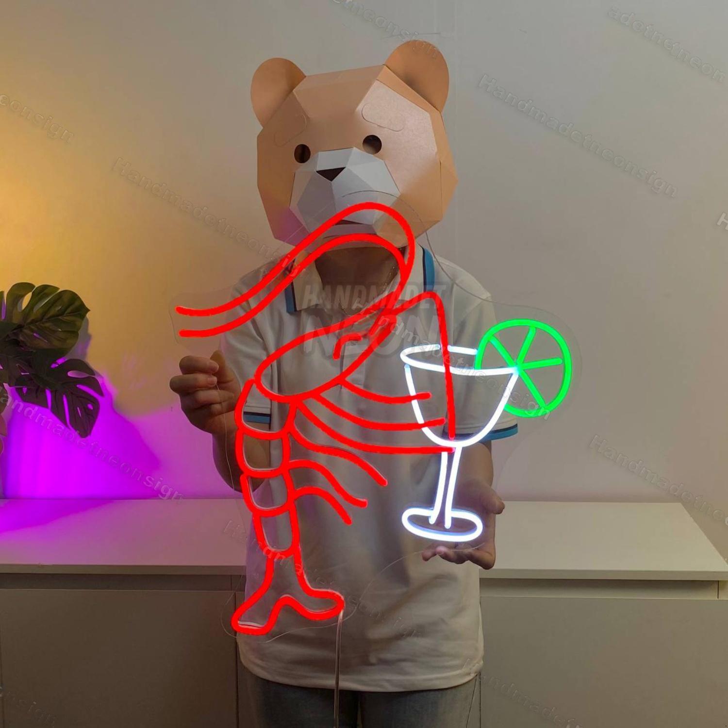 Shrimp Drinking Cocktail Led Neon Sign Food Led Neon Sign | Shineneon