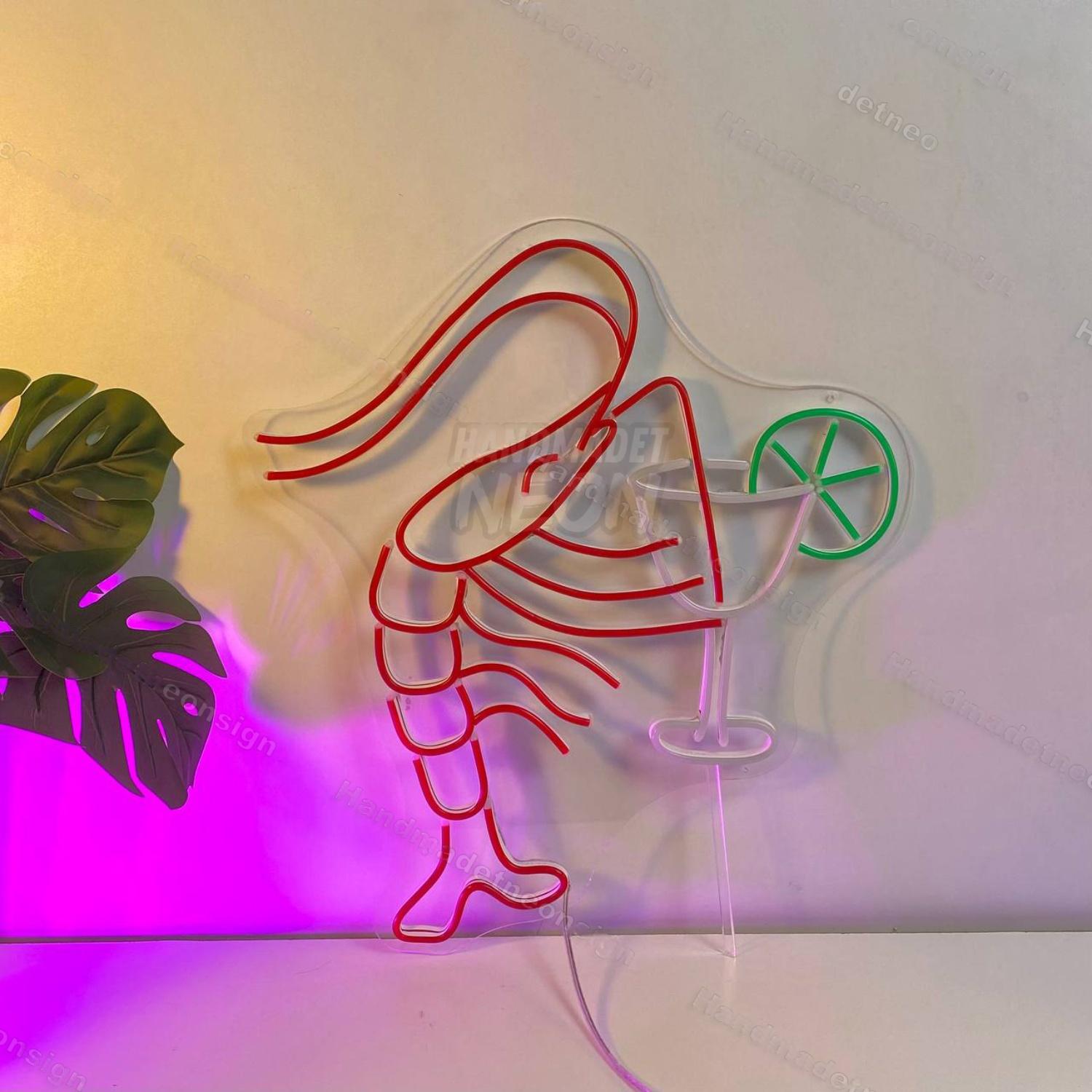 Shrimp Drinking Cocktail Led Neon Sign Food Led Neon Sign | Shineneon