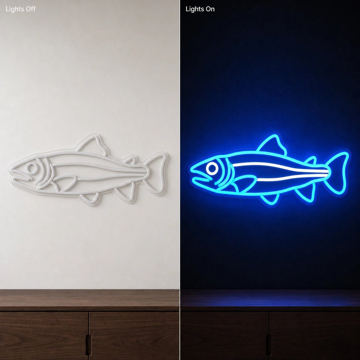 Side Profile Salmon Fish LED Neon Sign Garage Man Cave Neon Sign - Shineneon