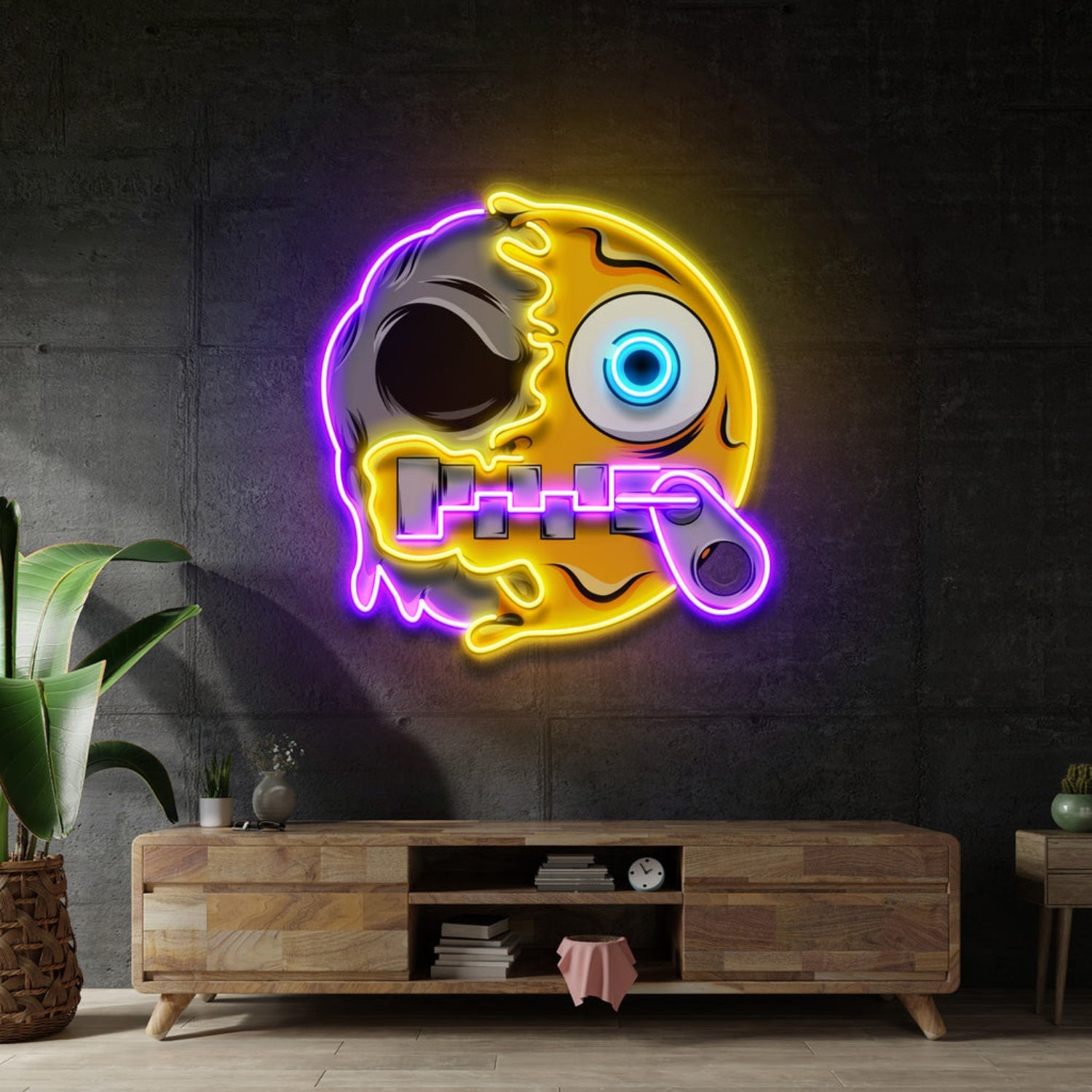 Silence Emoji Skull Acrylic Led Neon Sign | Shineneon
