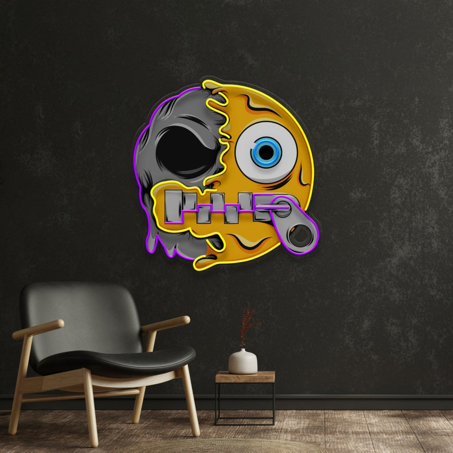 Silence Emoji Skull Acrylic Led Neon Sign | Shineneon