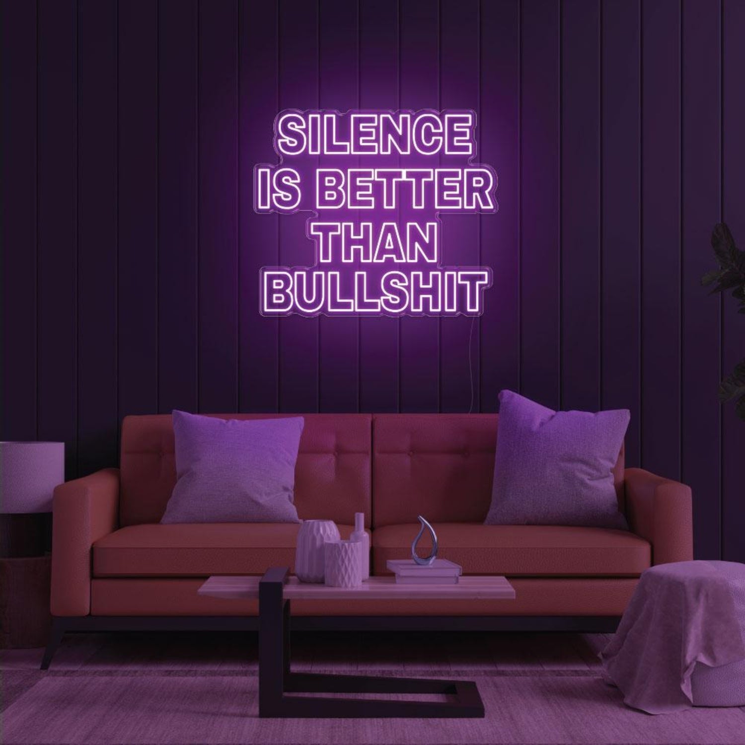 Silence Is Better Than Bullshit Yellow Bold Led Neon Sign For Indoor Room Decor | Shineneon