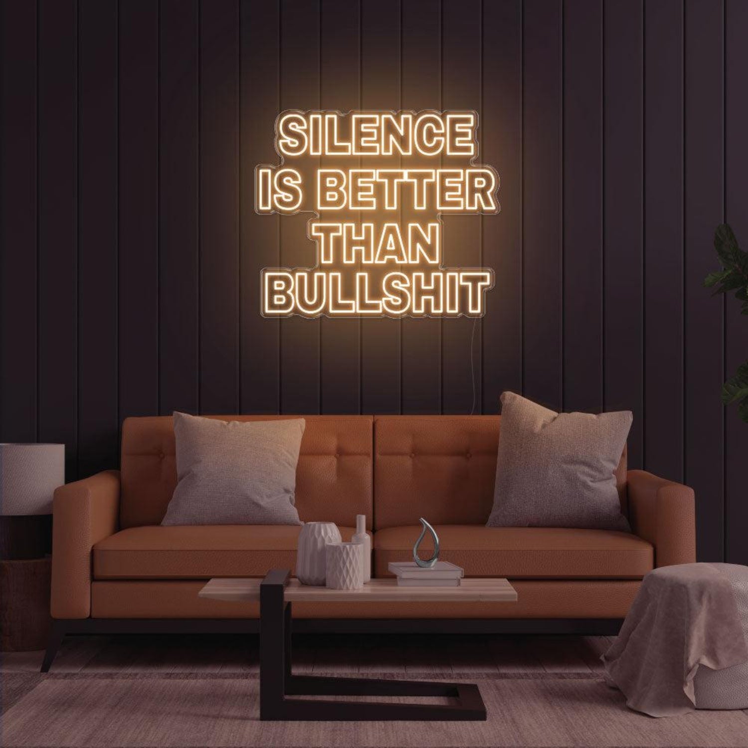 Silence Is Better Than Bullshit Yellow Bold Led Neon Sign For Indoor Room Decor | Shineneon