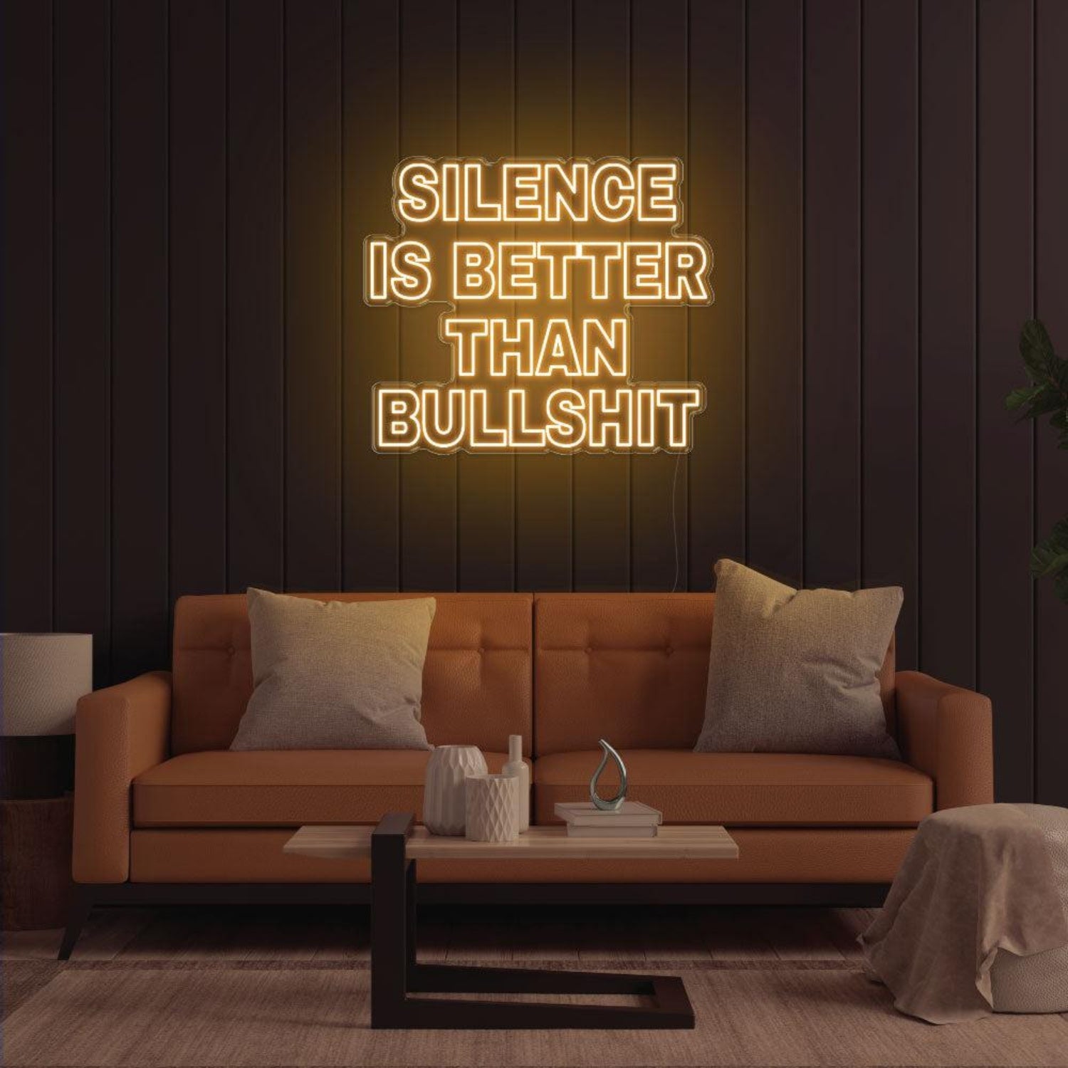Silence Is Better Than Bullshit Yellow Bold Led Neon Sign For Indoor Room Decor | Shineneon
