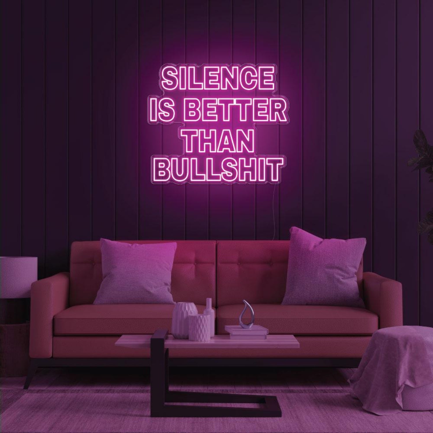 Silence Is Better Than Bullshit Yellow Bold Led Neon Sign For Indoor Room Decor | Shineneon