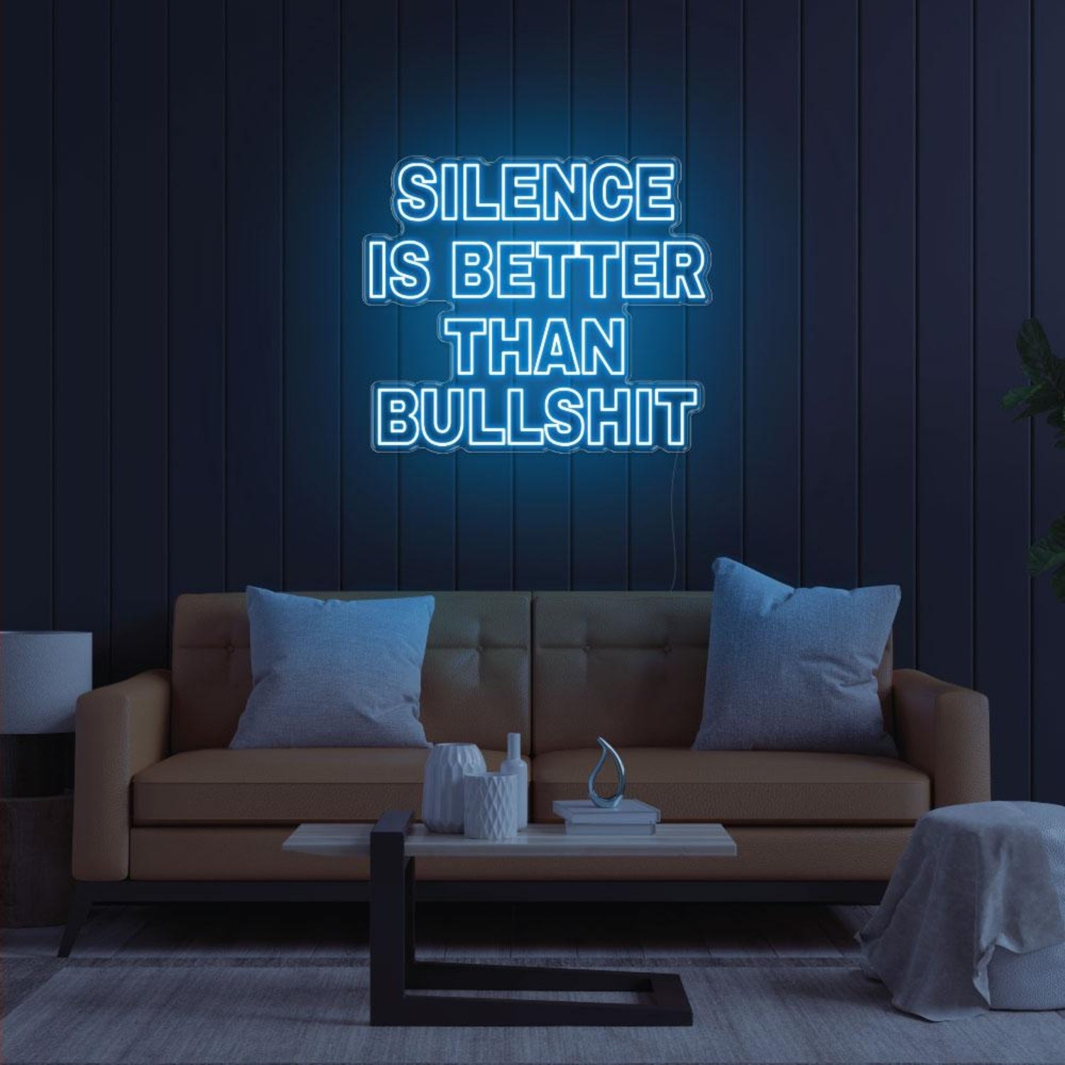 Silence Is Better Than Bullshit Yellow Bold Led Neon Sign For Indoor Room Decor | Shineneon