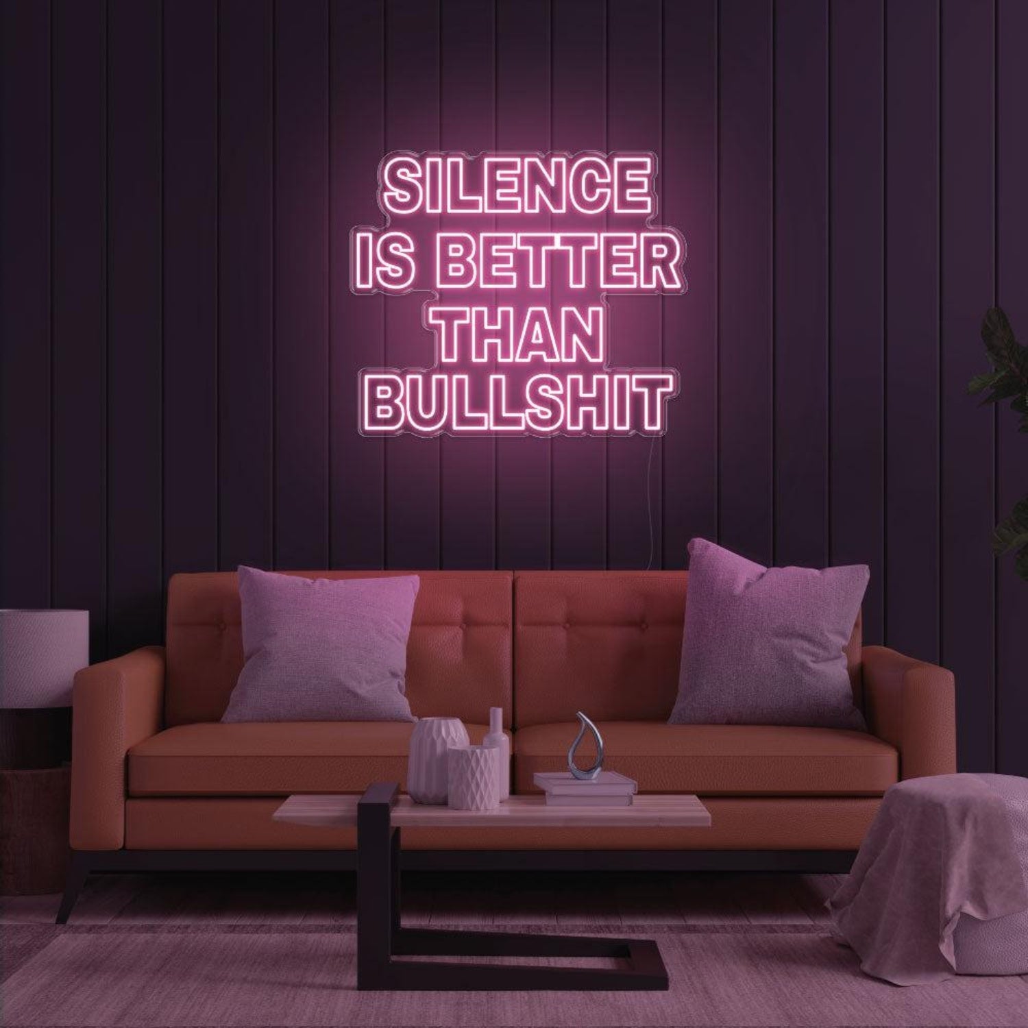 Silence Is Better Than Bullshit Yellow Bold Led Neon Sign For Indoor Room Decor | Shineneon
