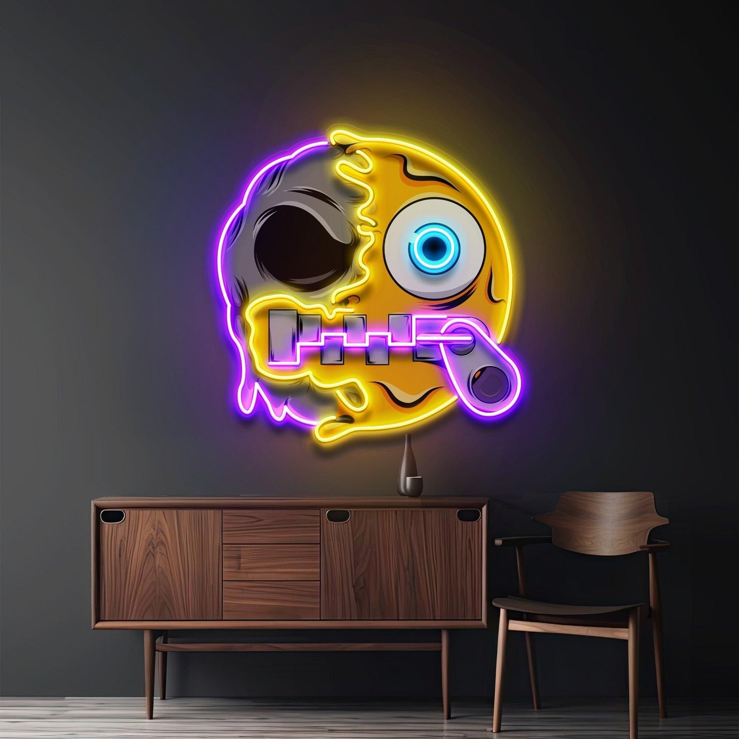 Silence Skull Smiley Multi-Color Uv Printed Led Neon Sign For Home Bar Decor | Shineneon