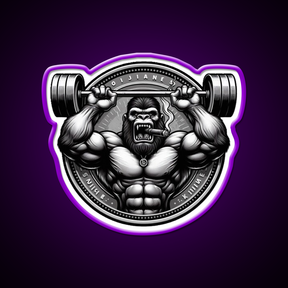 Silver Back Gorrila Lifting Gym Fitness Led Neon Sign Rgb Color - LED neon sign view 9