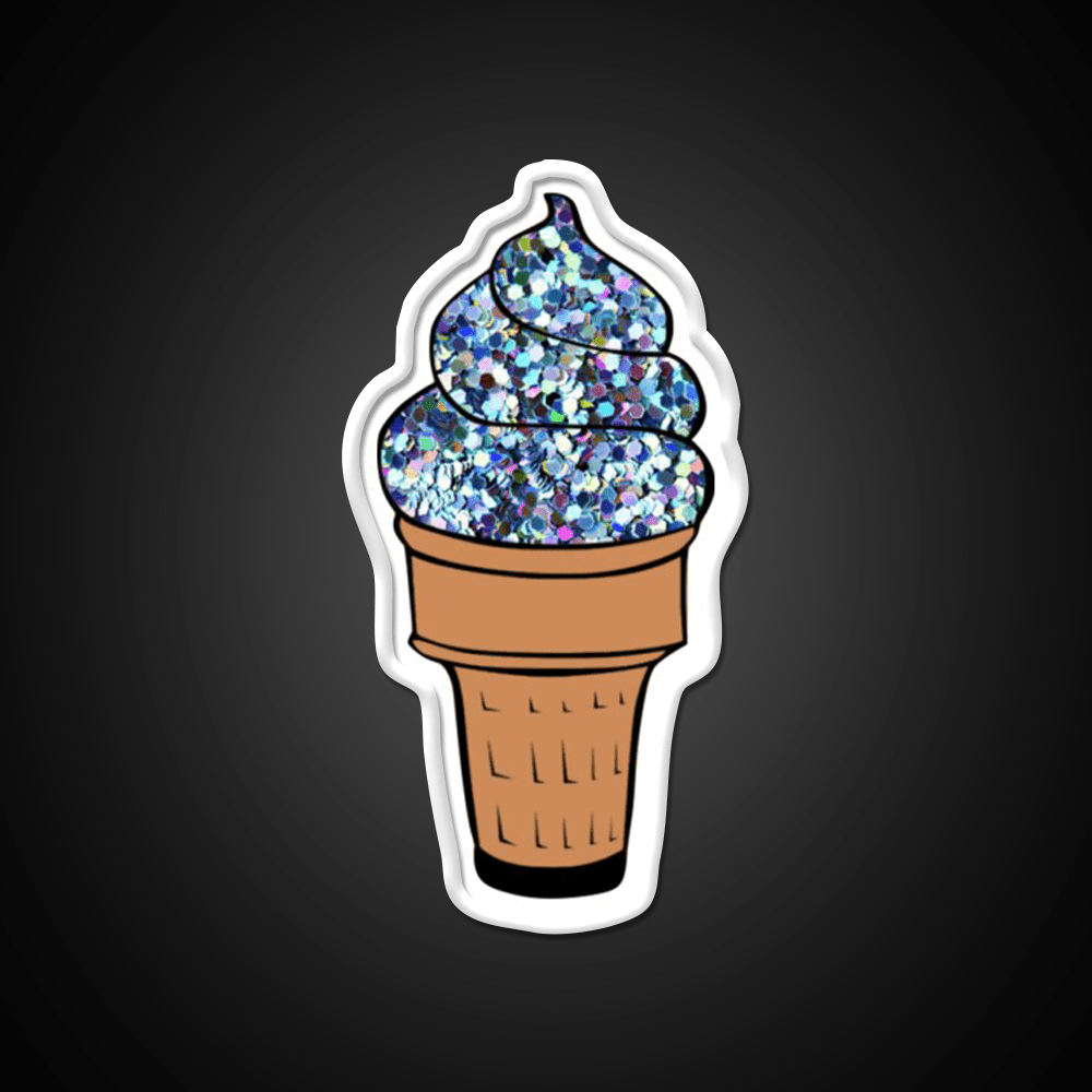 Silver Glitter Soft Serve Ice Cream Snack Food Led Neon Sign Rgb Color - Shineneon