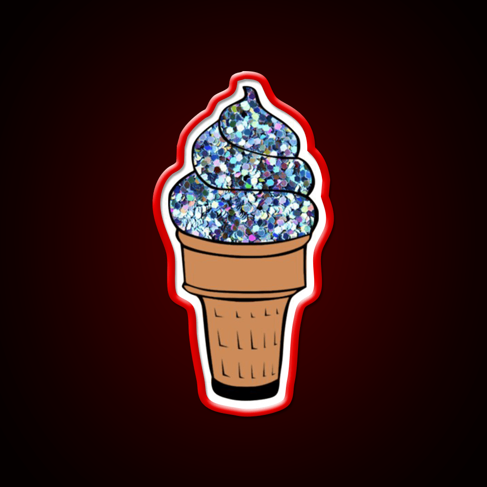 Silver Glitter Soft Serve Ice Cream Snack Food Led Neon Sign Rgb Color - Shineneon