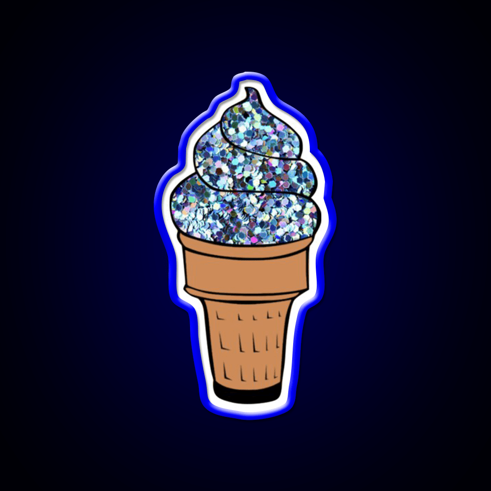 Silver Glitter Soft Serve Ice Cream Snack Food Led Neon Sign Rgb Color - Shineneon