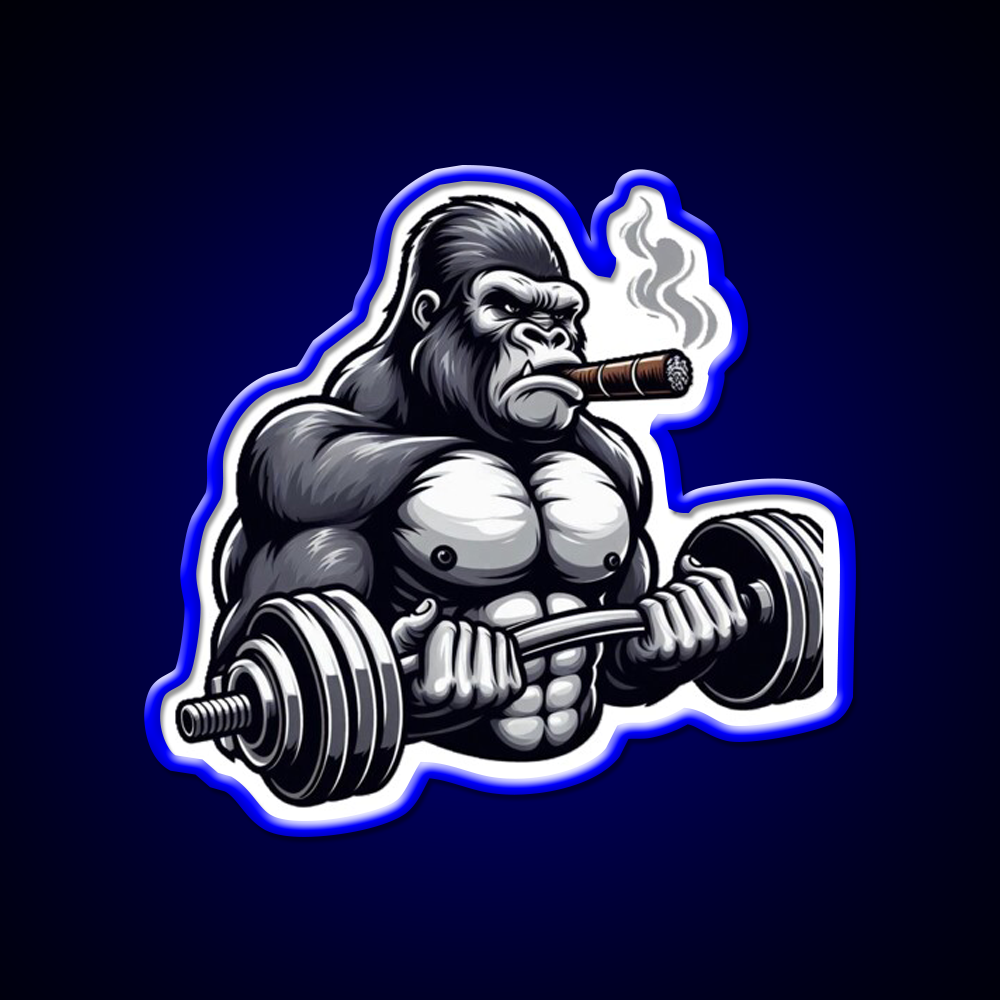 Silverback Gorilla Curling With Styleart Gym Fitness Led Neon Sign Rgb Color - LED neon sign view 5